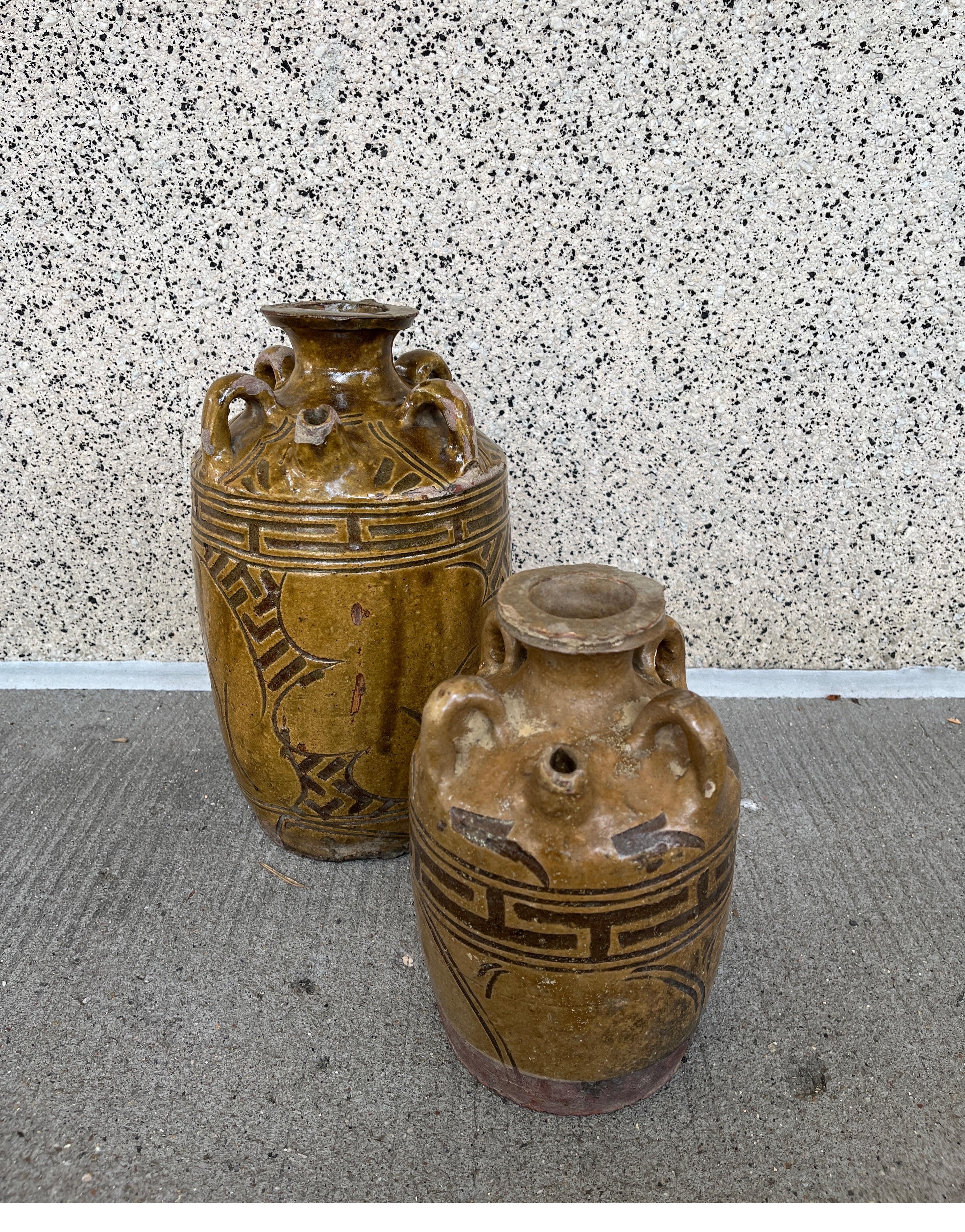 Set Of Two Antique Chinese  Ceramic Wine Vessels For Sale 3