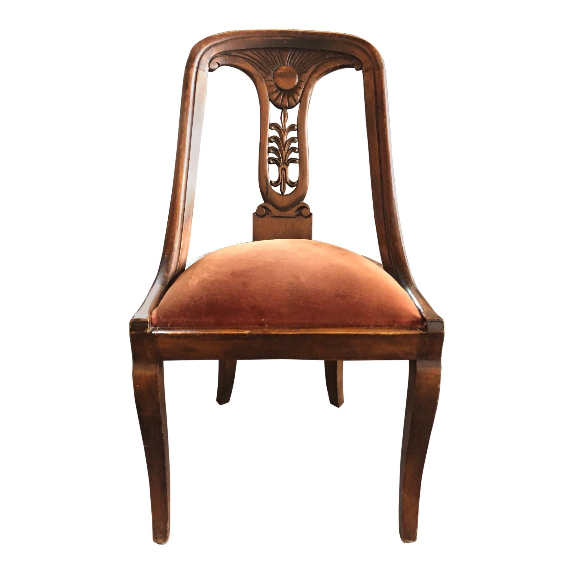 Set of Two Antique Empire Mahogany Gondola Chairs For Sale