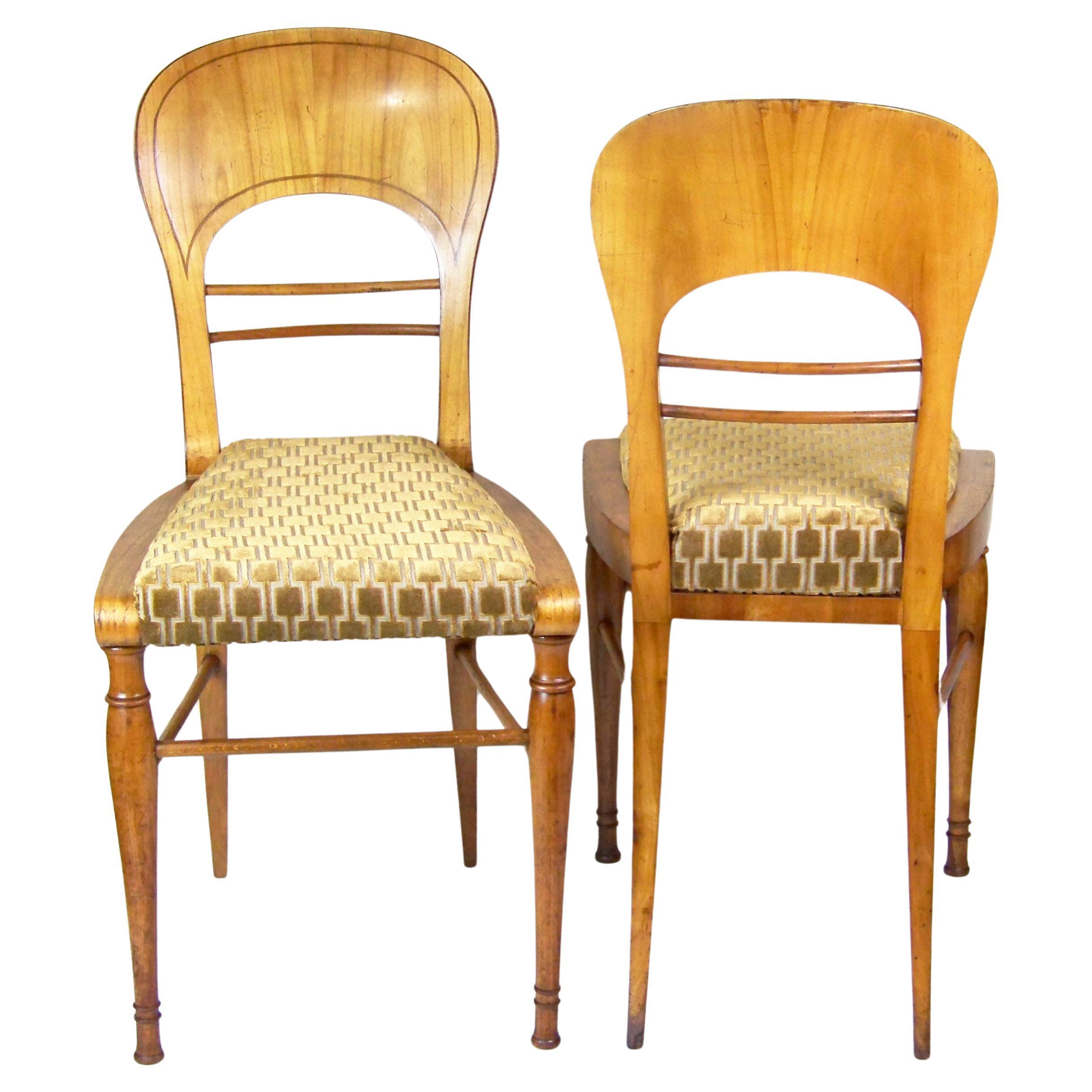Set di due antiche sedie da salotto Impero, 1830 circa, Impero / Biedermeier in vendita 1