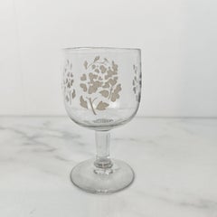 Set of Two Antique Etched Glasses with Floral Motifs, circa 1880