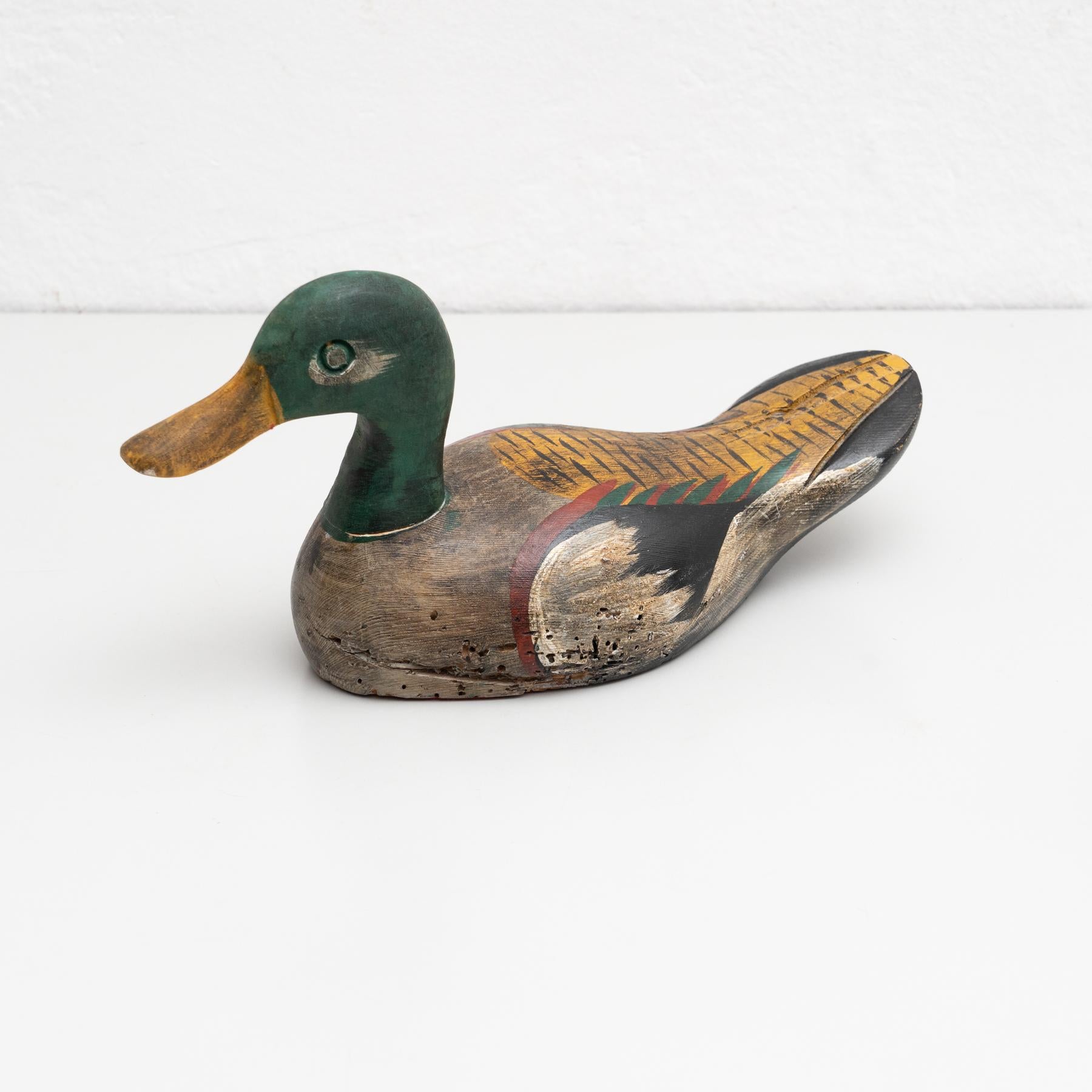 Set of Two Antique Hand-Painted Wooden Duck Figures circa 1950 6