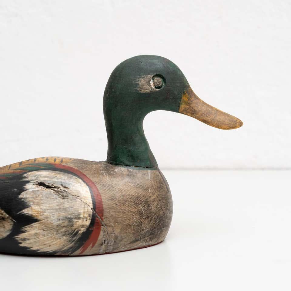 Set of Two Antique Hand-Painted Wooden Duck Figures, circa 1950 For Sale 9