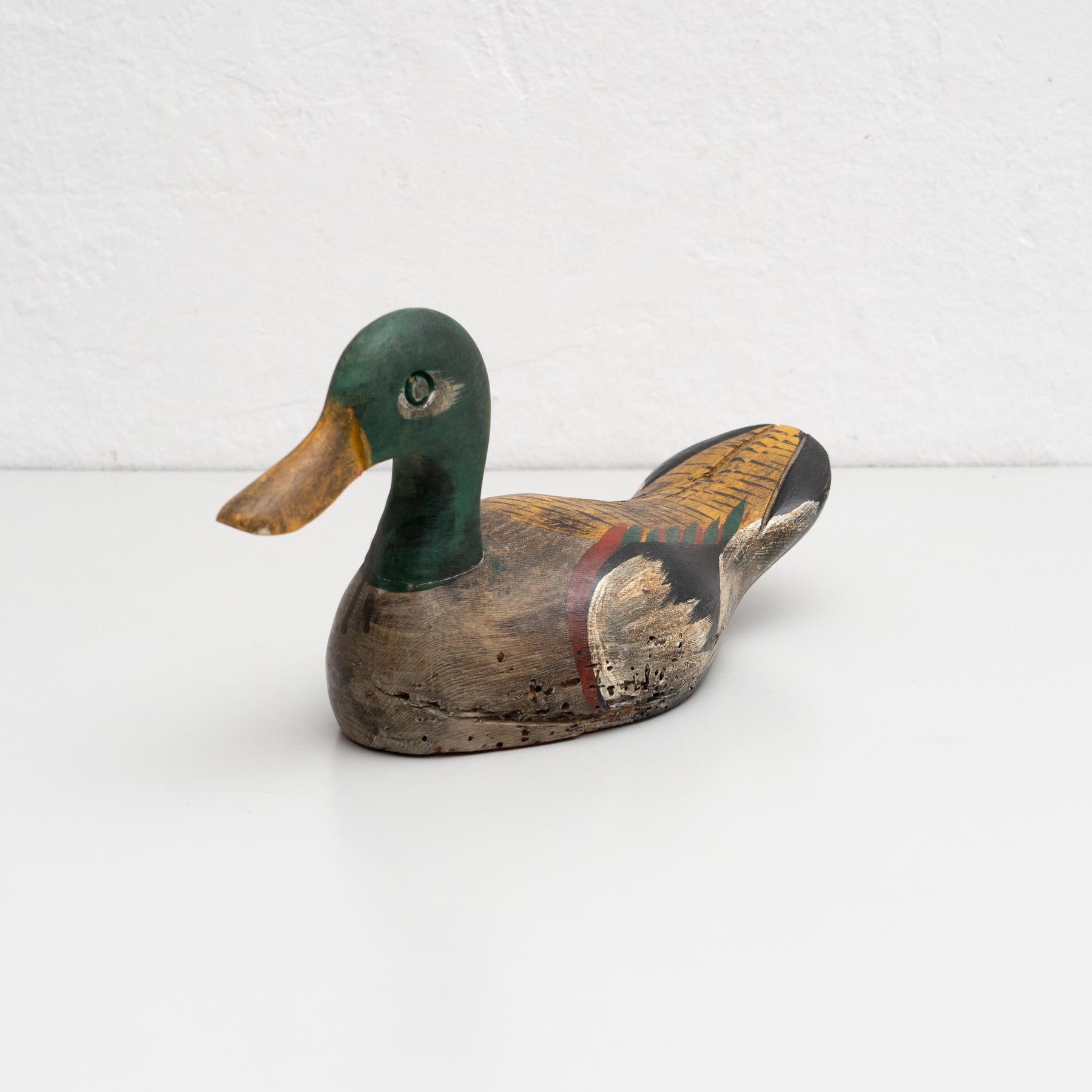 Set of Two Antique Hand-Painted Wooden Duck Figures circa 1950 14
