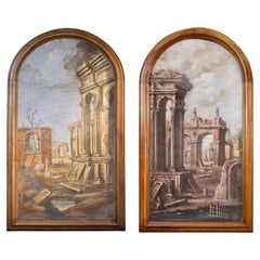 Set of Two Antique Italian Fresco Paintings