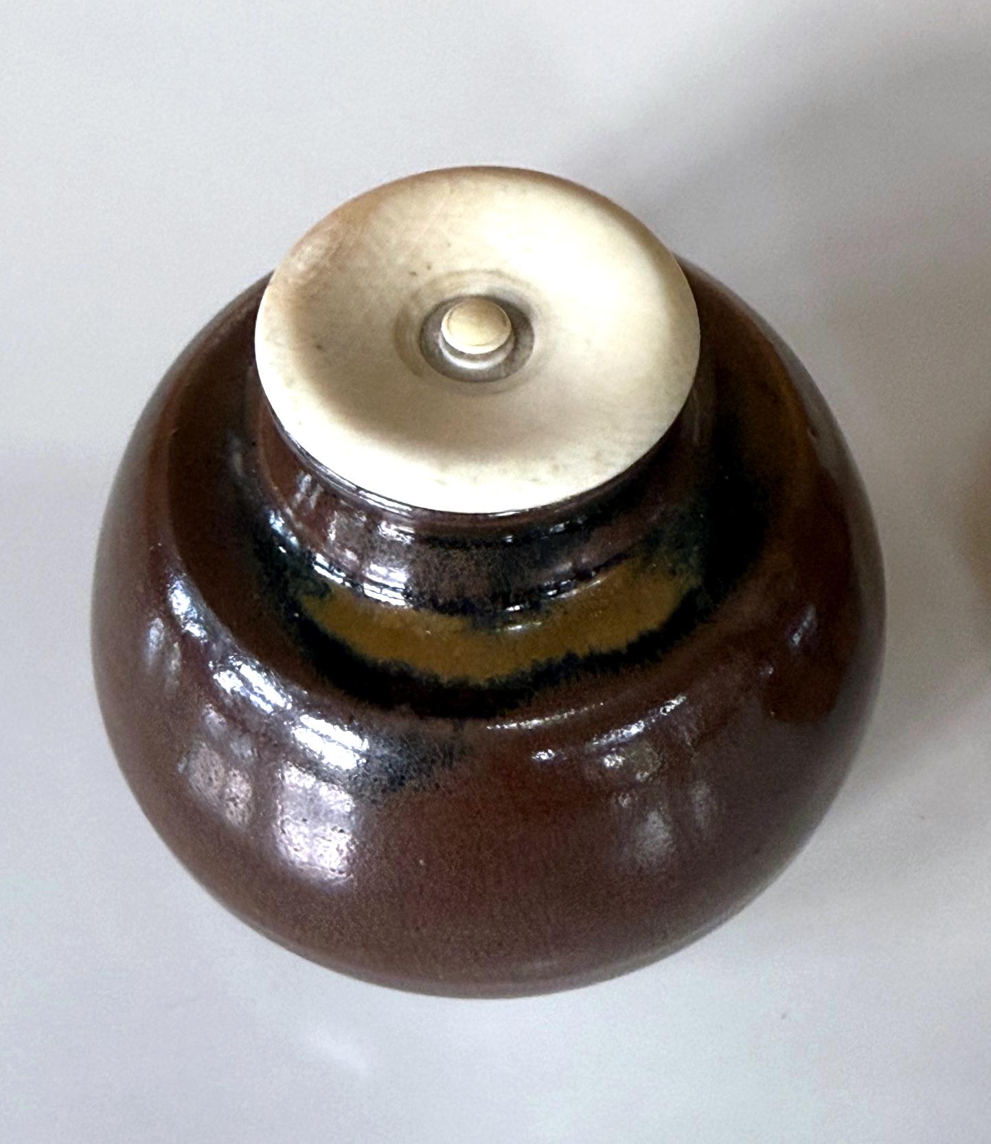 18th Century and Earlier Set of Two Antique Japanese Ceramic Ko-Seto Chaires For Sale