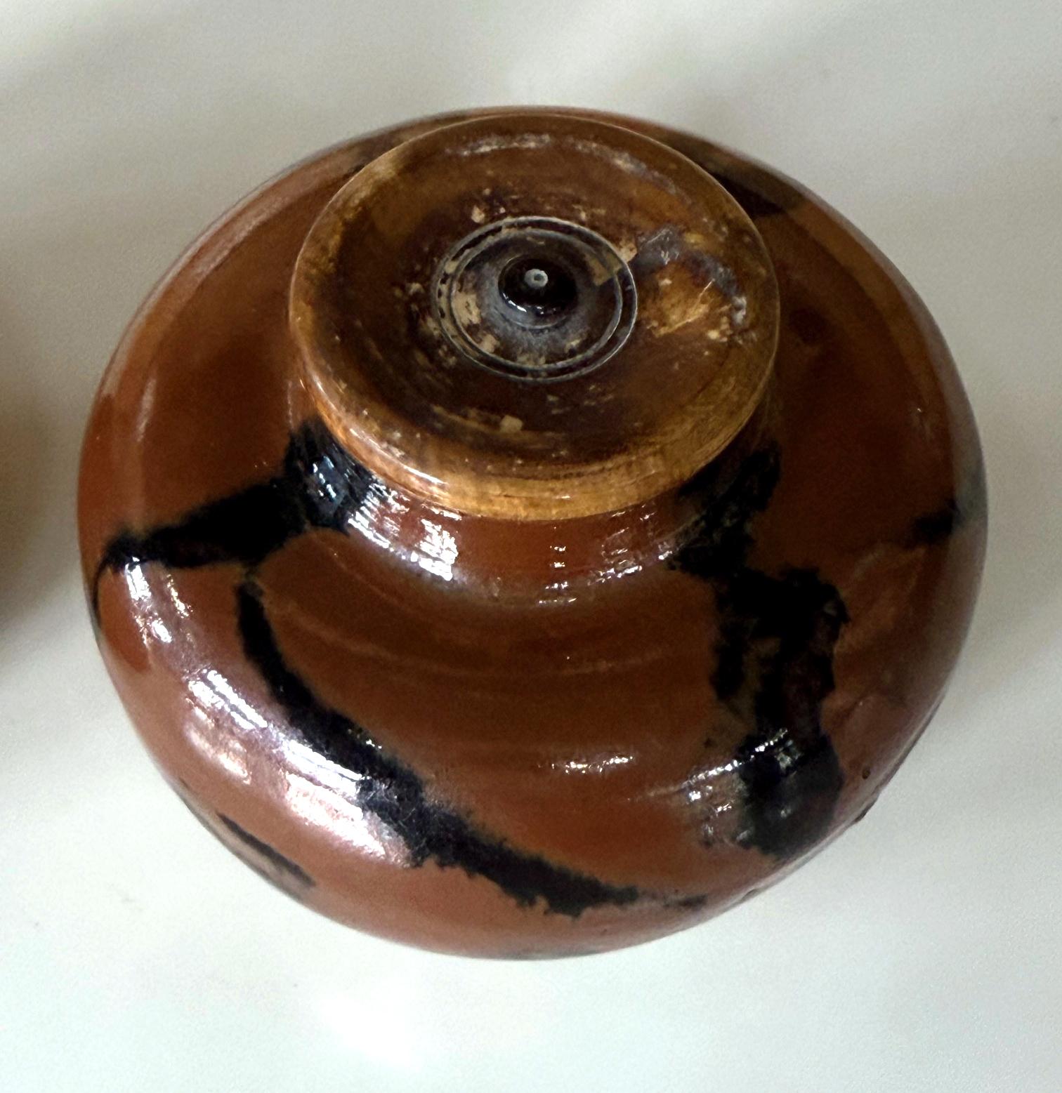 Set of Two Antique Japanese Ceramic Ko-Seto Chaires For Sale 1