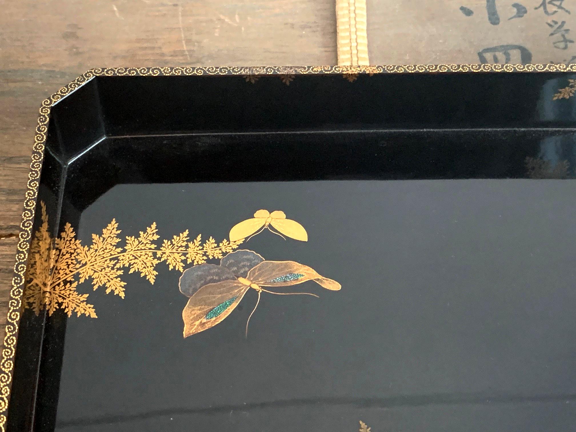 Wood Set of Two Antique Japanese Lacquer Trays Edo Period