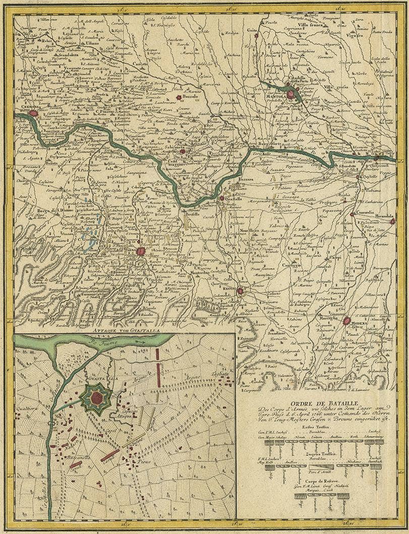 Set of Two Antique Maps of Northern Italy by Homann Heirs, 1754
