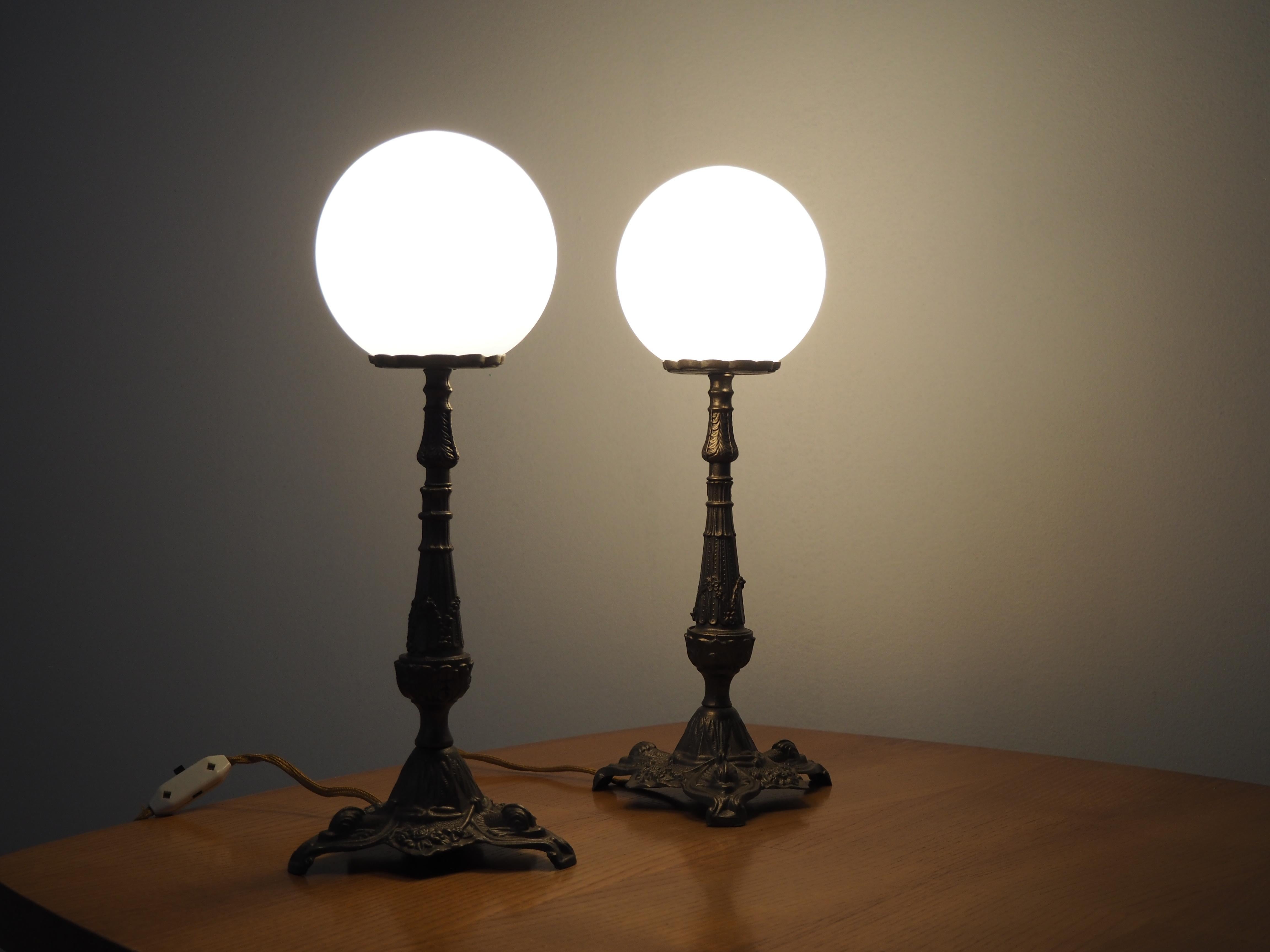 Set of Two Antique Metal Table Lamp 1