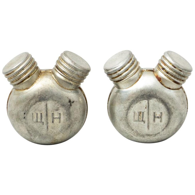Set of Two Antique Oil Canteens, circa 1950 For Sale at 1stDibs