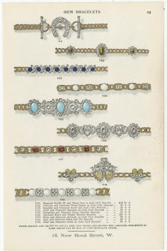 Set of Two Antique Prints of Gem Bracelets by Streeter, '1898'