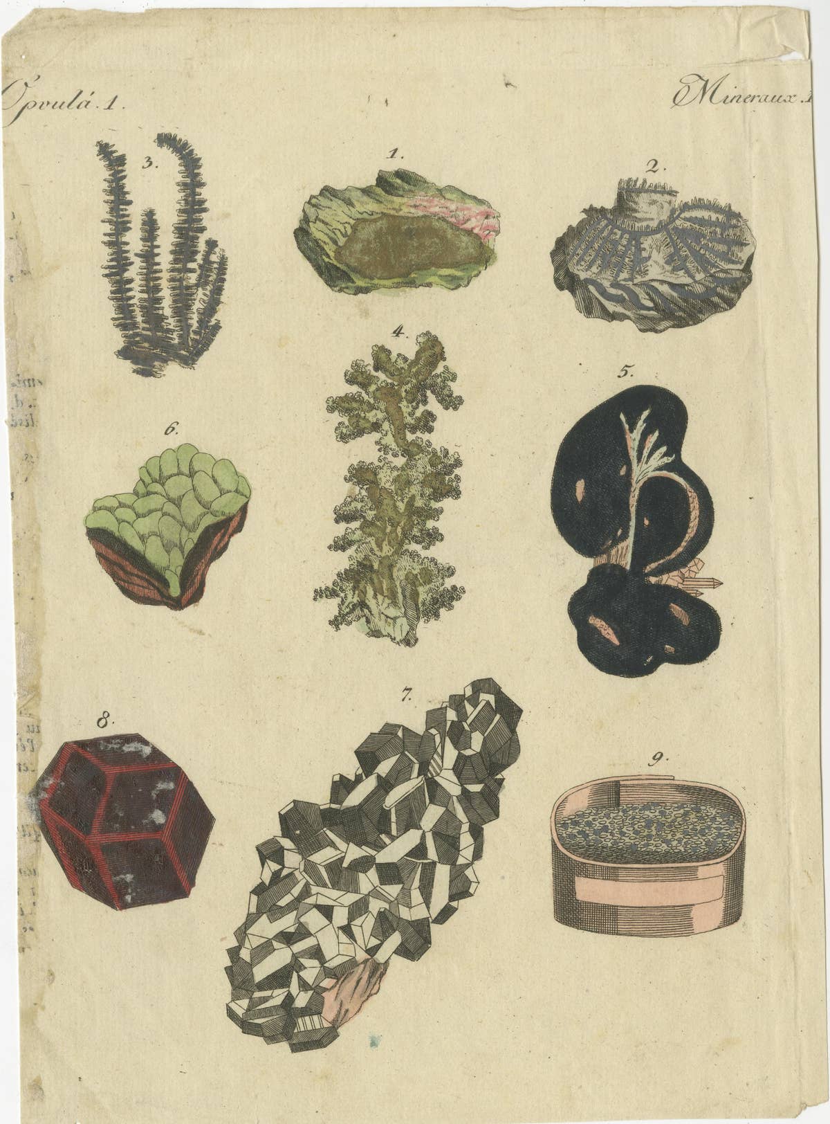 Various Minerals on Two Sheets Engravings Including Gold, Silver and Mercury