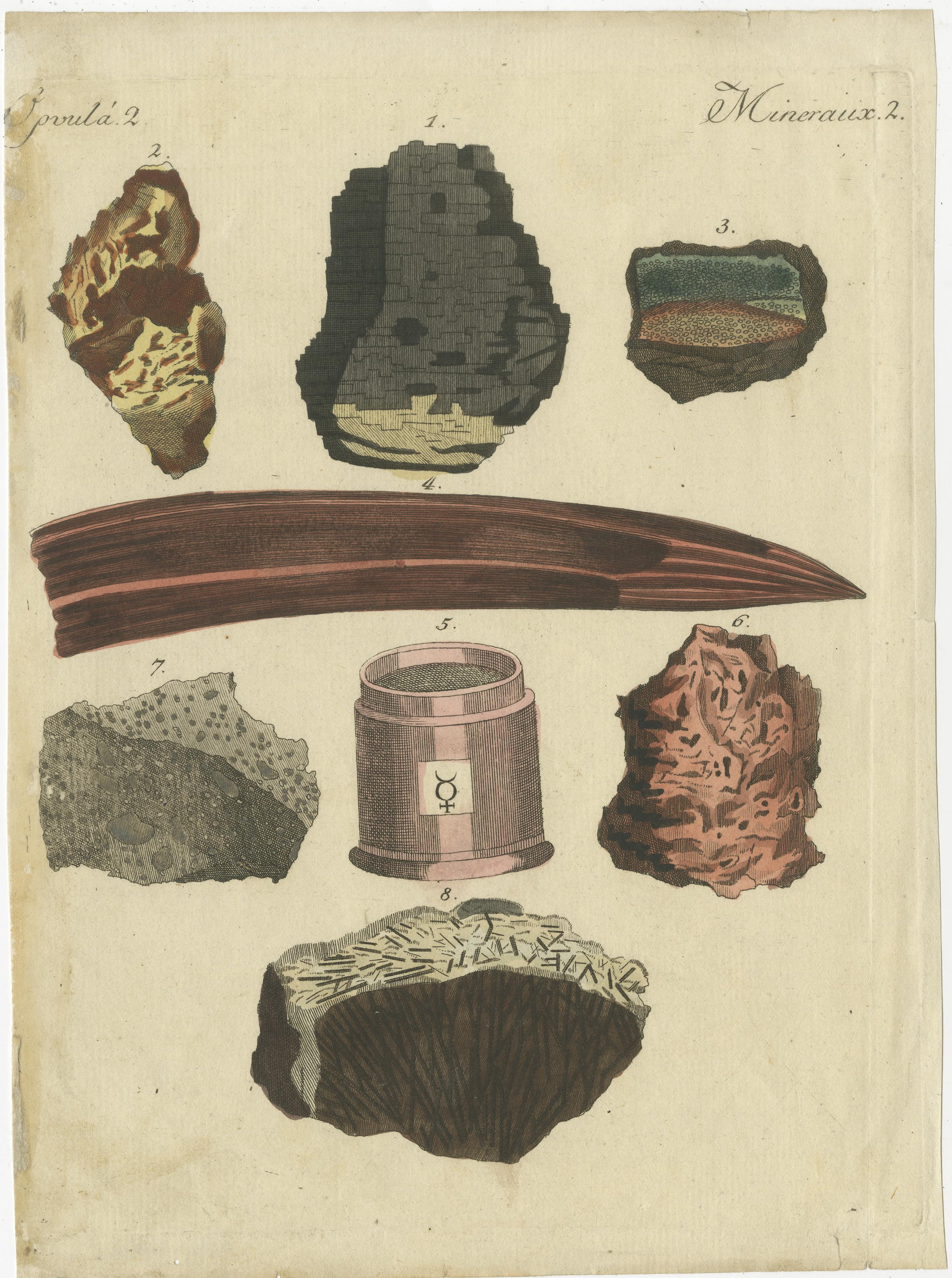 19th Century Various Minerals on Two Sheets Engravings Including Gold, Silver and Mercury For Sale