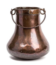 Set of Two Antique Rustic Spanish Copper Cooking Pots or Cauldrons