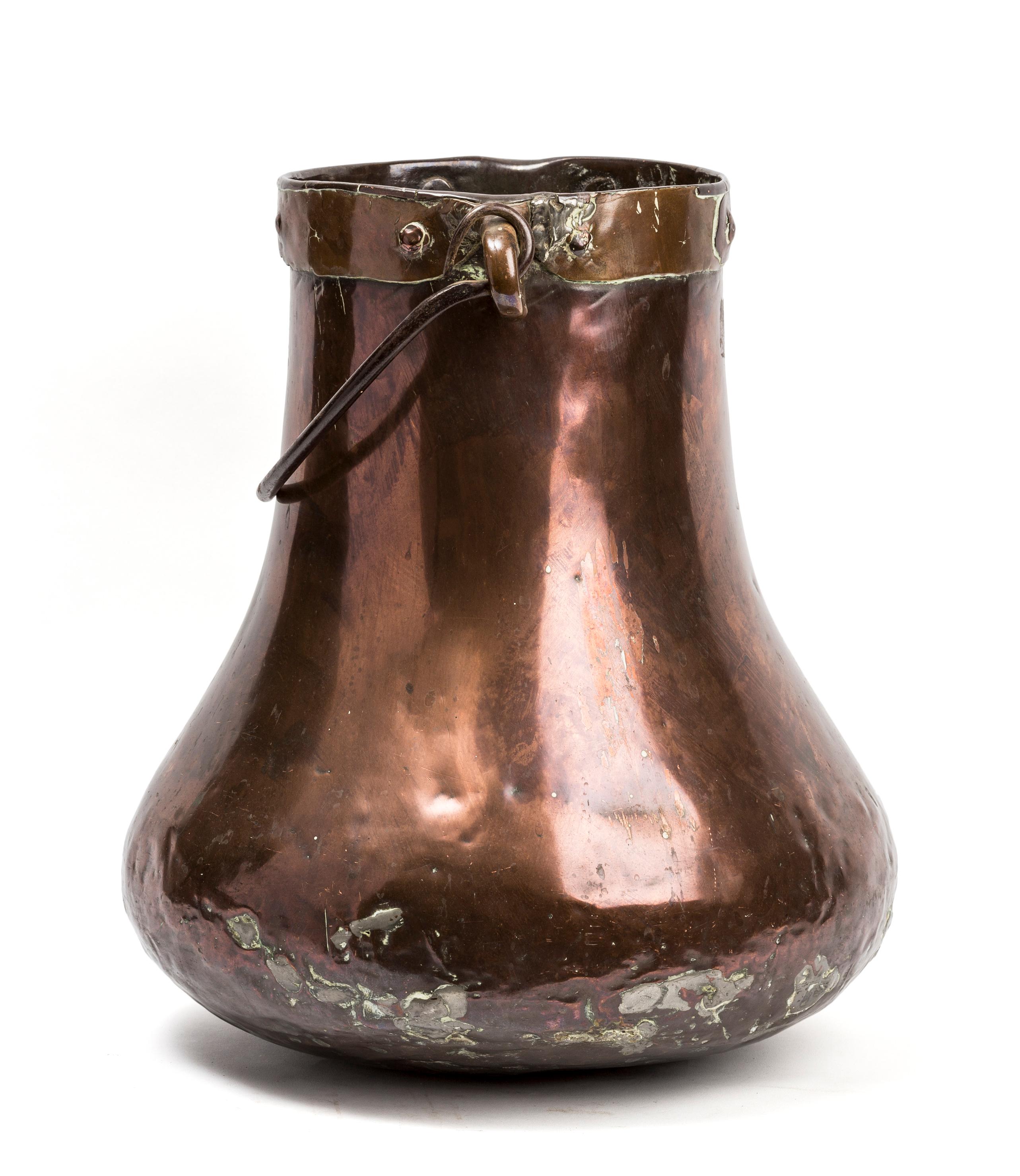 18th Century and Earlier Set of Two Antique Rustic Spanish Copper Cooking Pots or Cauldrons For Sale