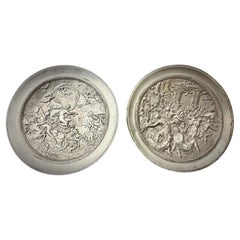 Set of Two Antique Silver-Plated Pewter Plates – Orléans 1749 Hallmark - 2Y223