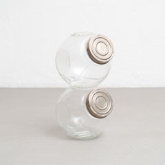 Set of Two Antique Spanish Candy Glass Container, circa 1930