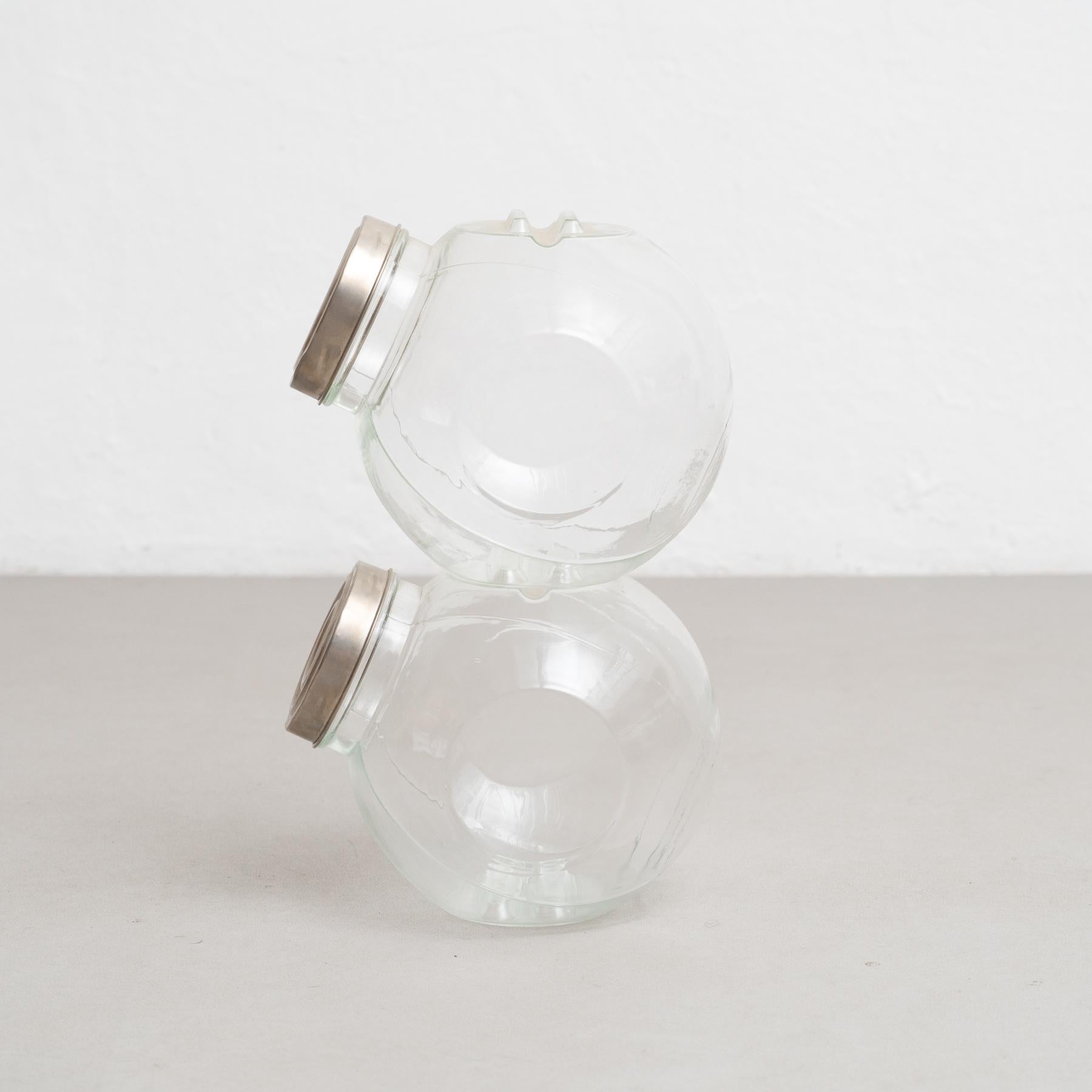 Mid-20th Century Set of Two Antique Spanish Candy Glass Container, circa 1930