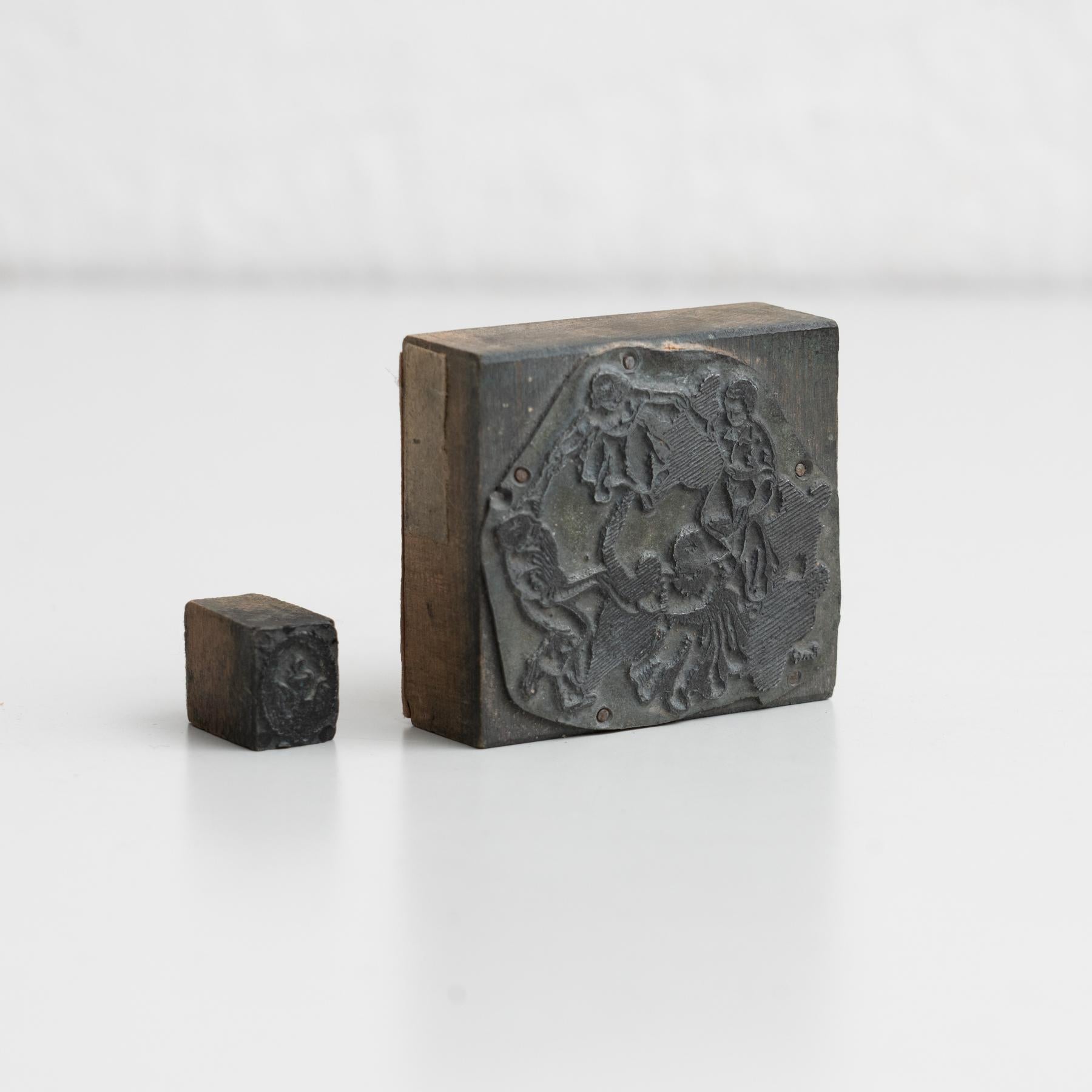 Set of Two Antique Spanish Wooden Stamps, circa 1930 In Good Condition For Sale In Barcelona, Barcelona