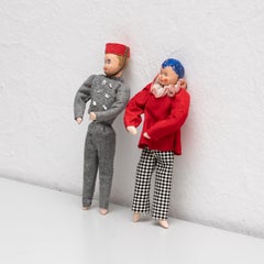 Set of Two Antique Traditional Spanish Rag Doll, circa 1920