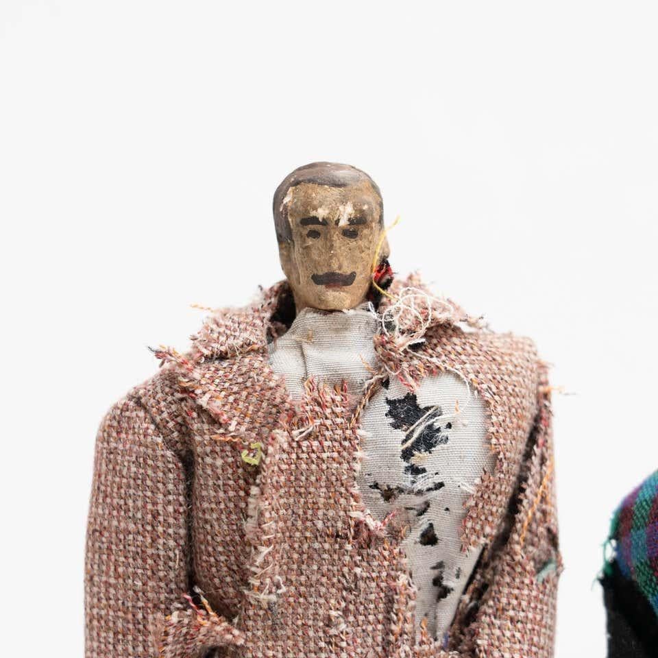 Mid-Century Modern Set of Two Antique Traditional Spanish Rag Doll, circa 1920 For Sale