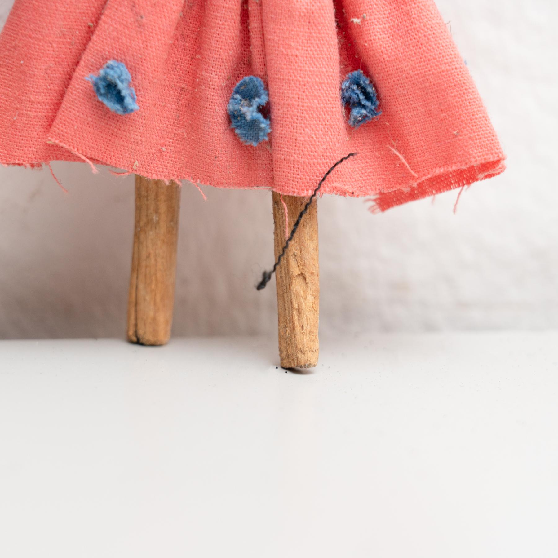 Mid-Century Modern Set of Two Antique Traditional Spanish Rag Doll, circa 1920 For Sale