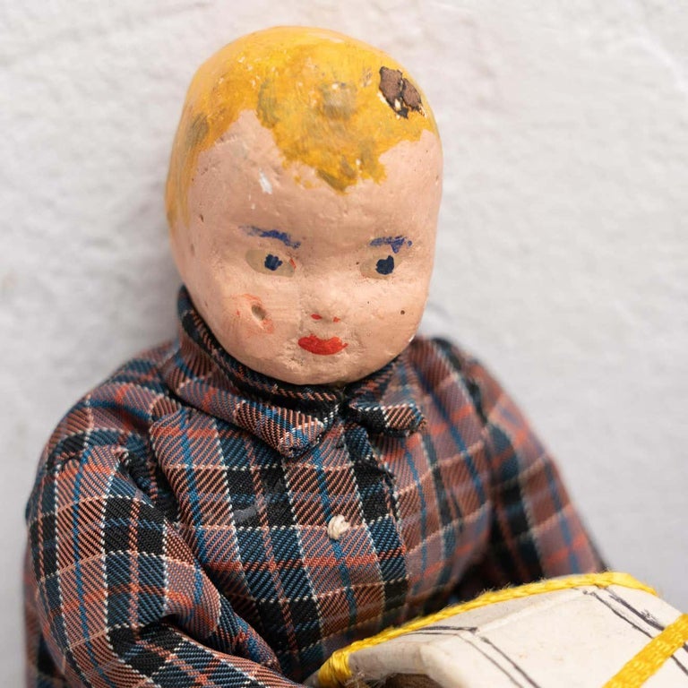 Set of Two Antique Traditional Spanish Rag Doll, circa 1920 For Sale at