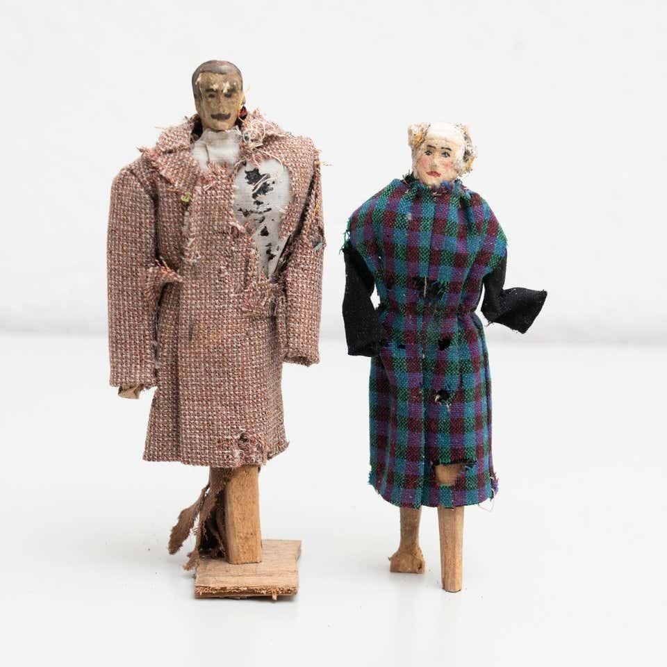 Set of Two Antique Traditional Spanish Rag Doll, circa 1920 For Sale 1