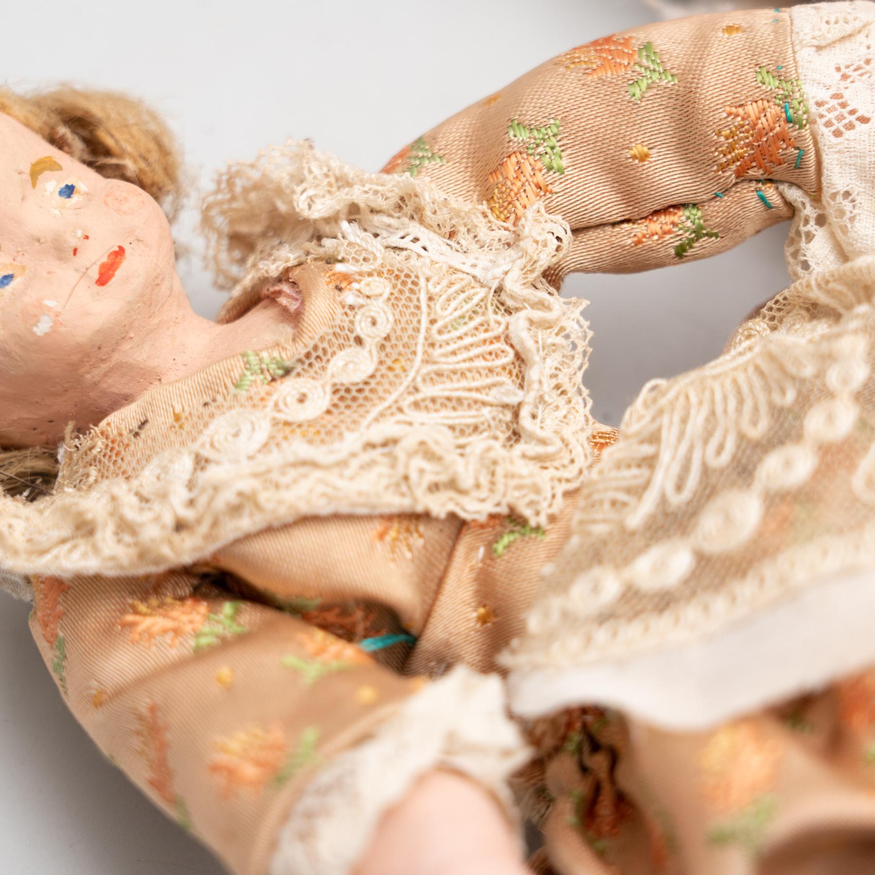 Fabric Set of Two Antique Traditional Spanish Rag Doll, circa 1920 For Sale