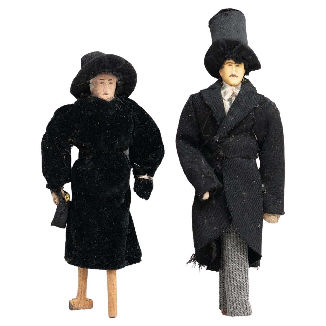 Set di due antiche bambole di pezza tradizionali spagnole, circa 1920