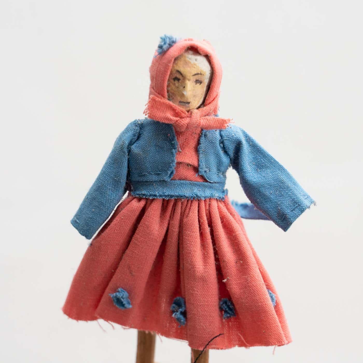 Ensemble de deux poupées de chiffon espagnoles traditionnelles anciennes, vers 1930 en vente 1