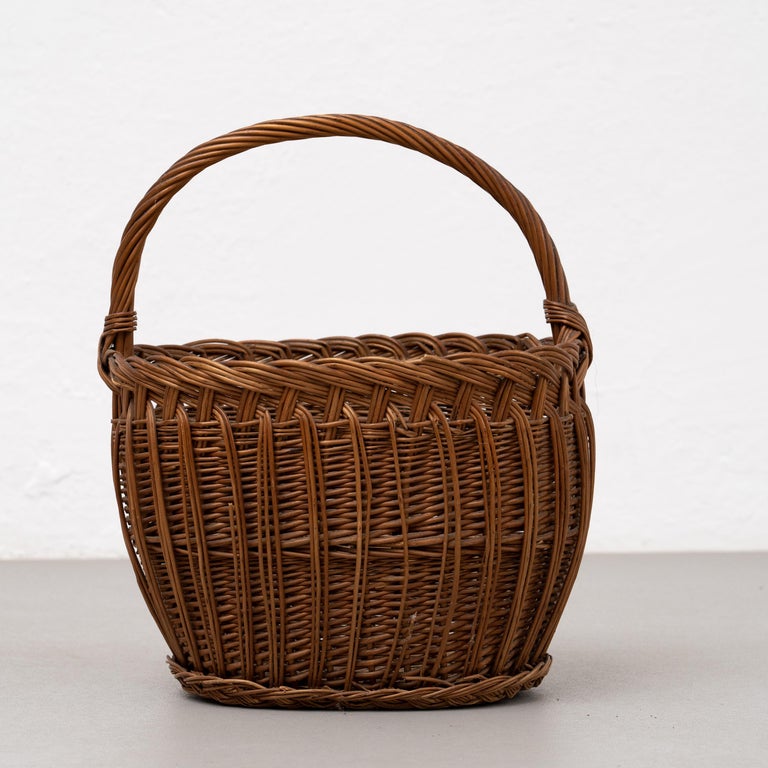 Set of Two Antique Wicker Basket, circa 1970 For Sale at 1stDibs