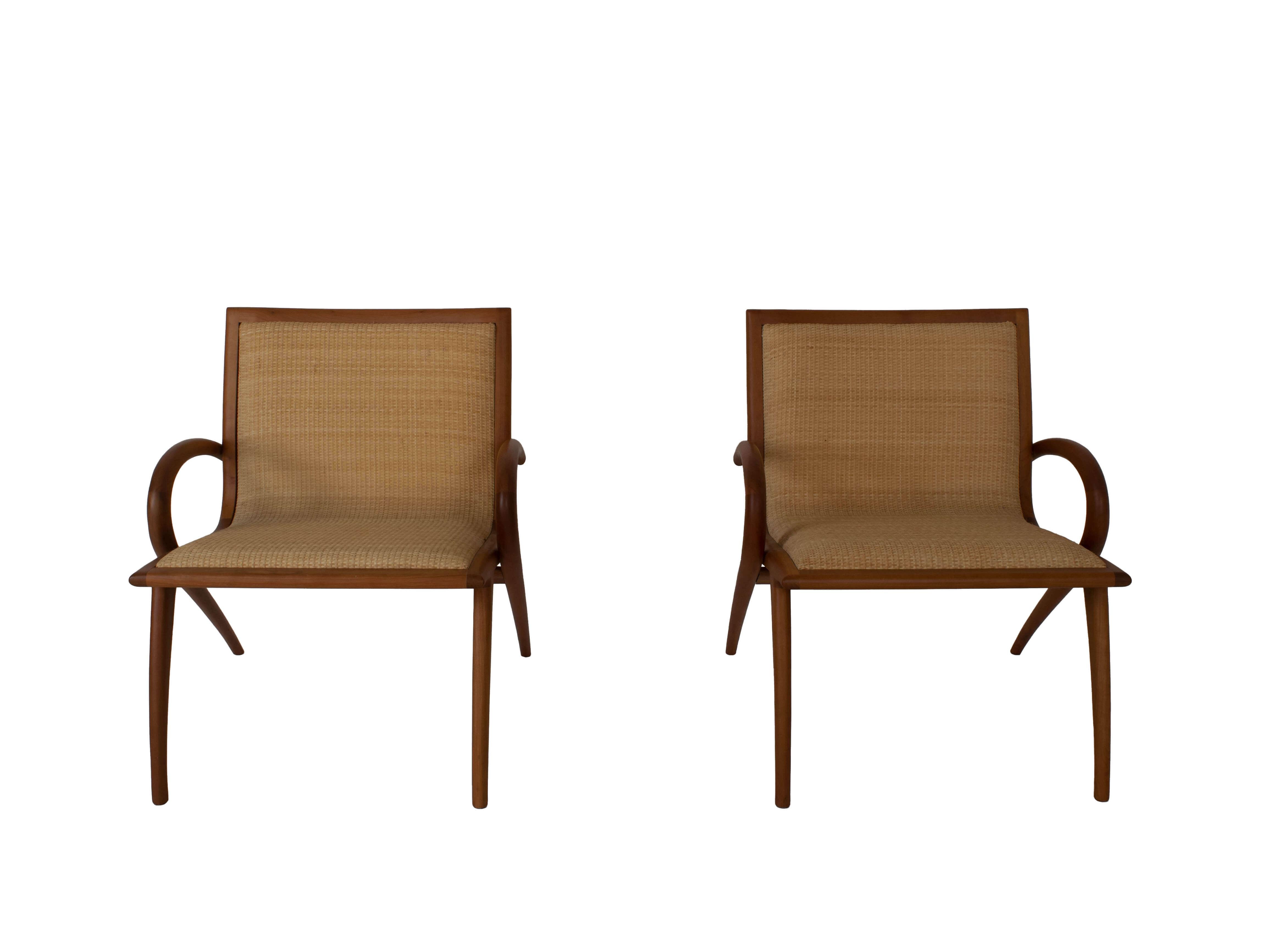 Mid-Century Modern Set of Two Arm Chairs by John Graz, Designed in Brazil 1950s
