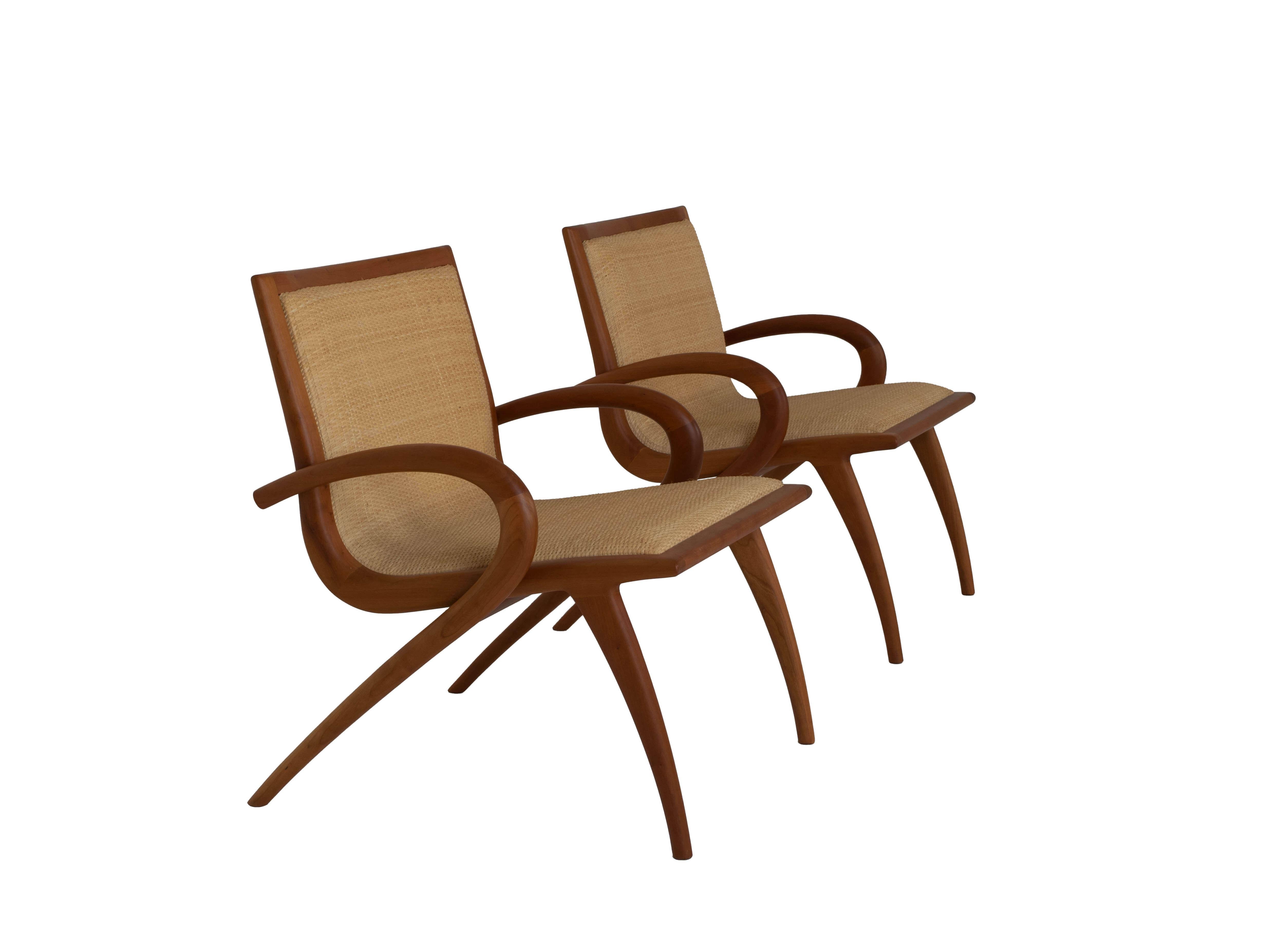 Brazilian Set of Two Arm Chairs by John Graz, Designed in Brazil 1950s