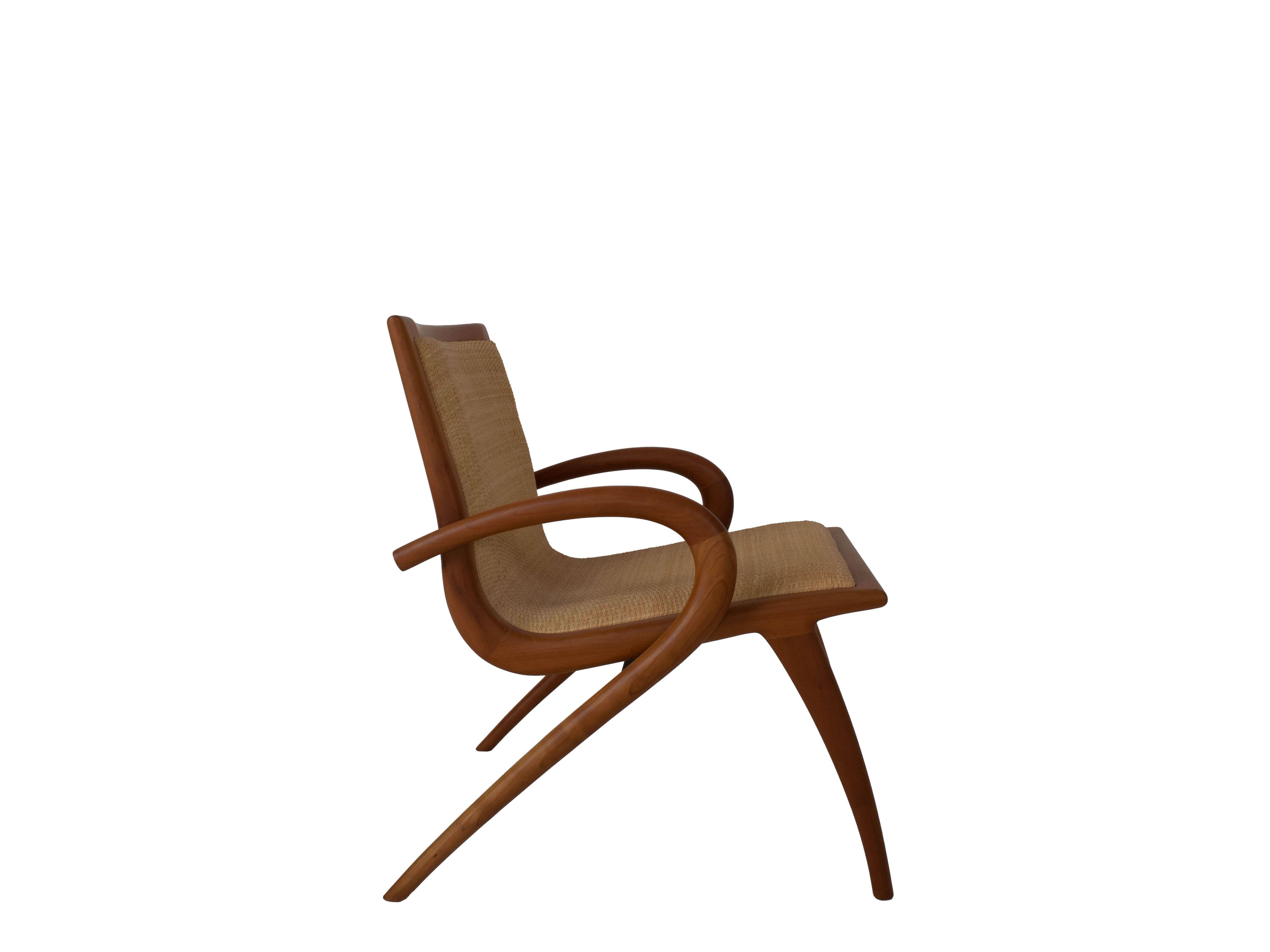 Wicker Set of Two Arm Chairs by John Graz, Designed in Brazil 1950s