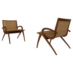 Set of Two Arm Chairs by John Graz, Designed in Brazil 1950s