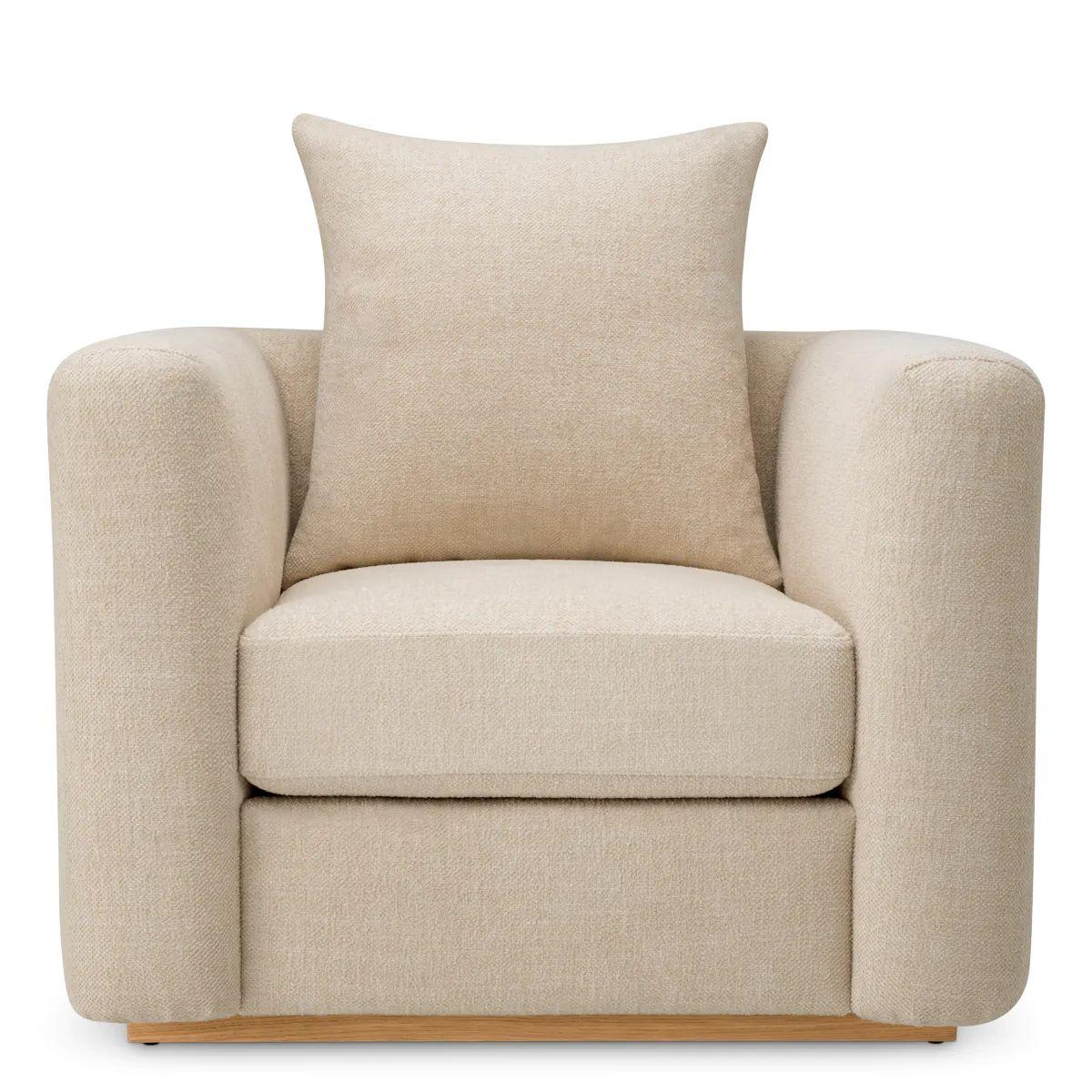 Set aus zwei Sesseln - Natürliches Eichenfurnier und beiger Stoff im Zustand „Neu“ im Angebot in Saint-Ouen, FR