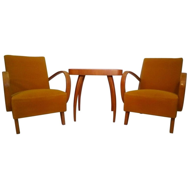 Set of Two Armchair with Coffee Table by Jindřich Halabala, 1960s at