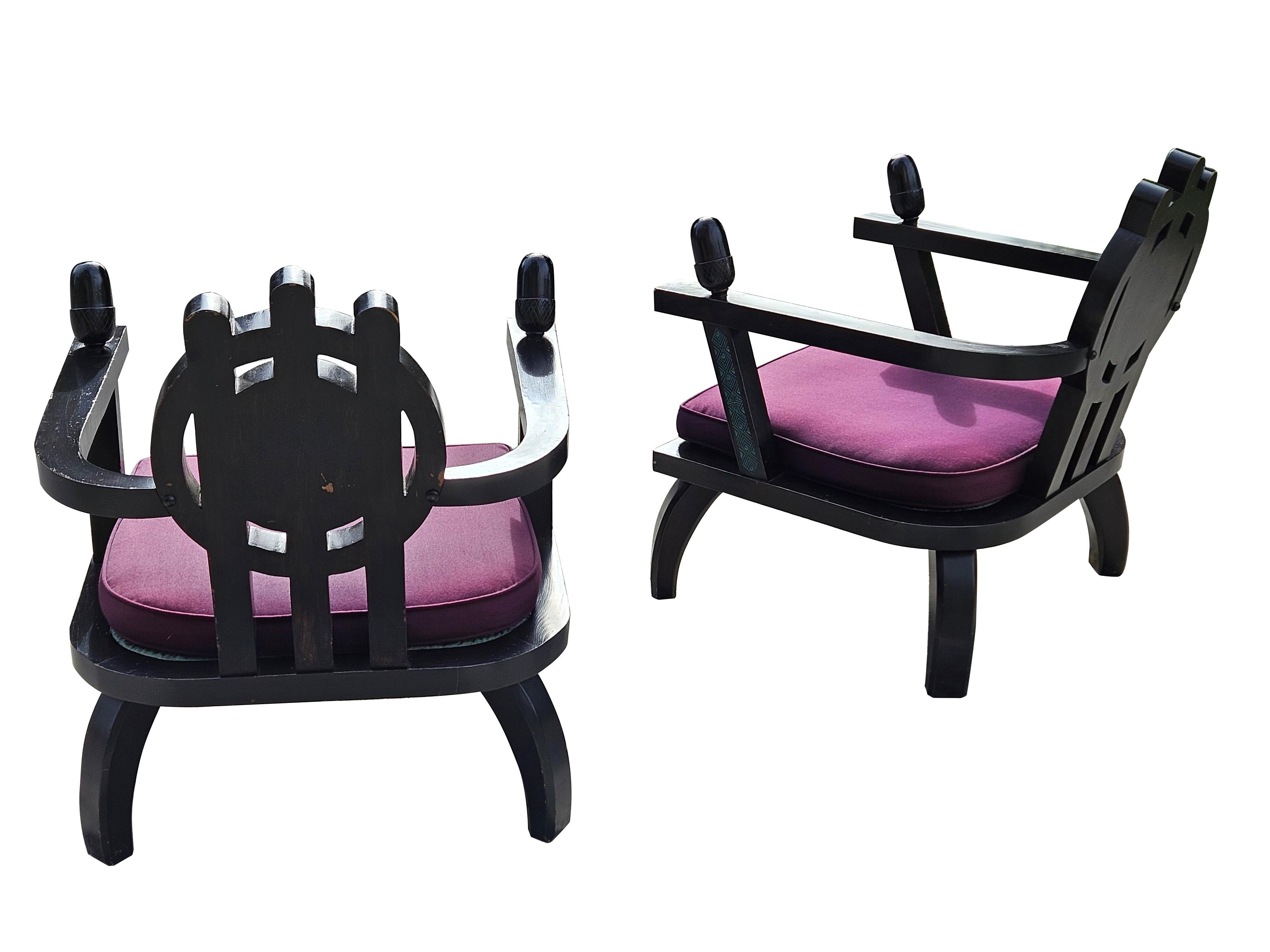 Ébénisé Ensemble de deux fauteuils et un canapé Ettore Zaccari en vente