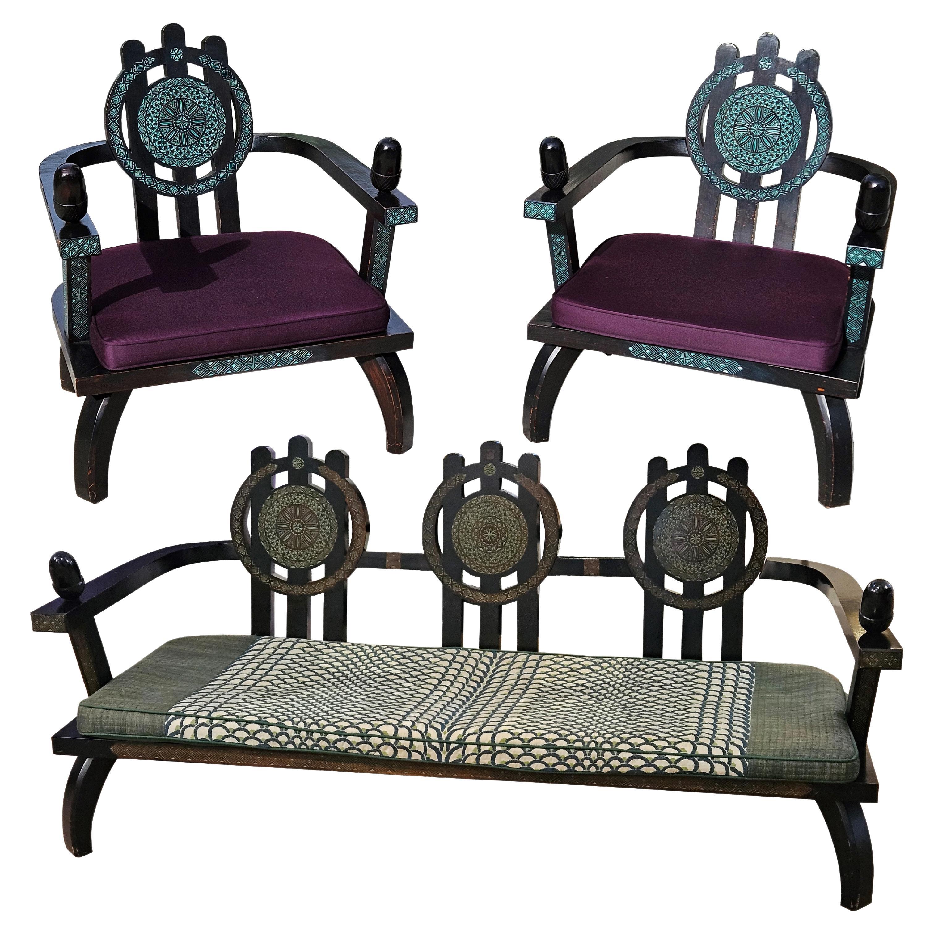 Ensemble de deux fauteuils et un canapé Ettore Zaccari en vente