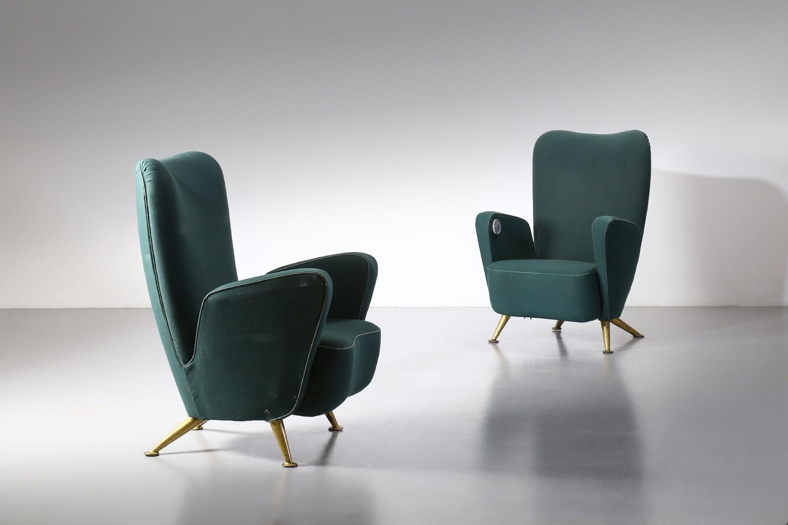 Set of Two Armchairs by Gio Ponti and Giulio Minoletti for the Settebello Train For Sale 5