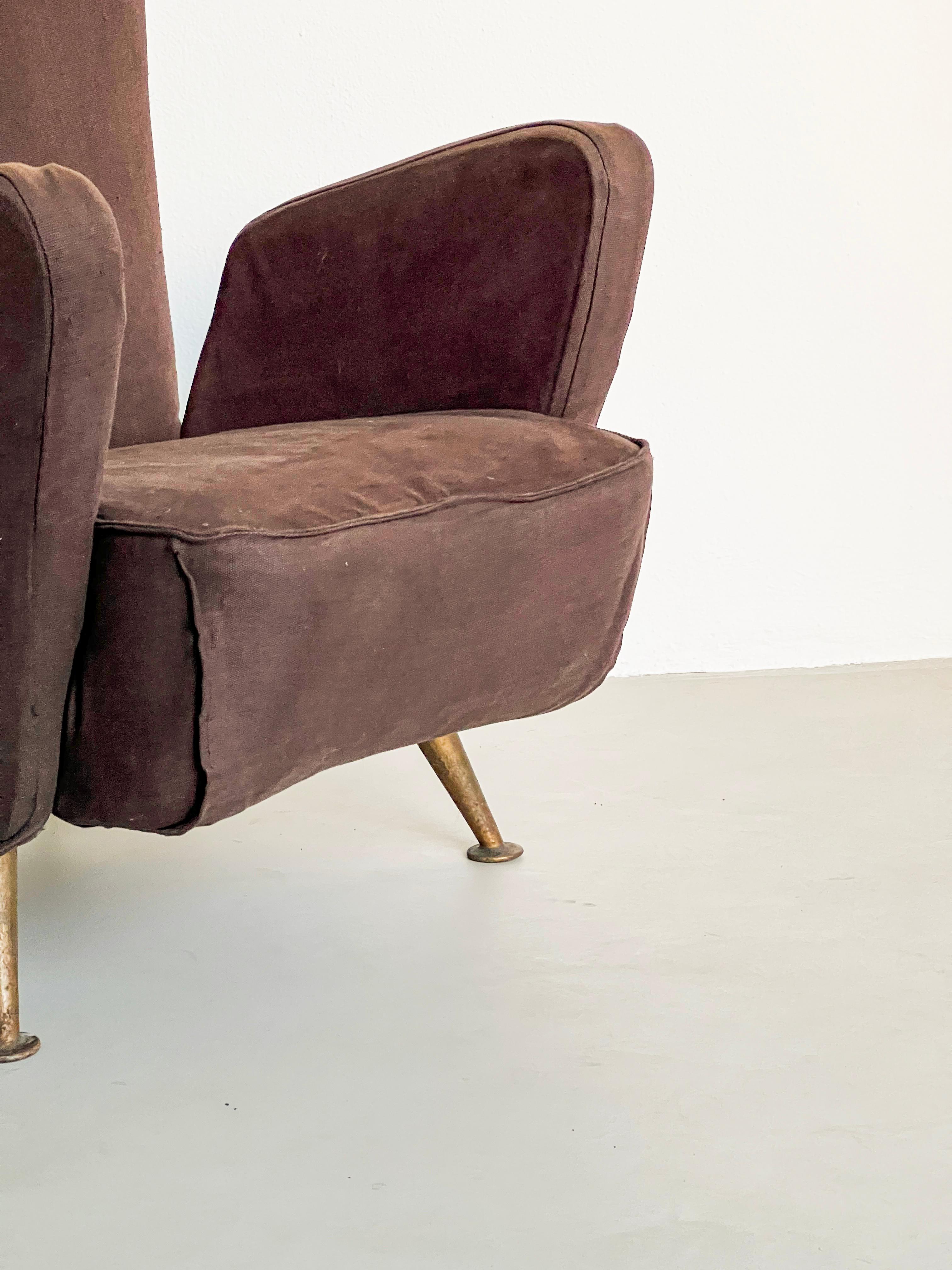 Fabric Set of Two Armchairs by Gio Ponti and Giulio Minoletti for the Settebello Train For Sale