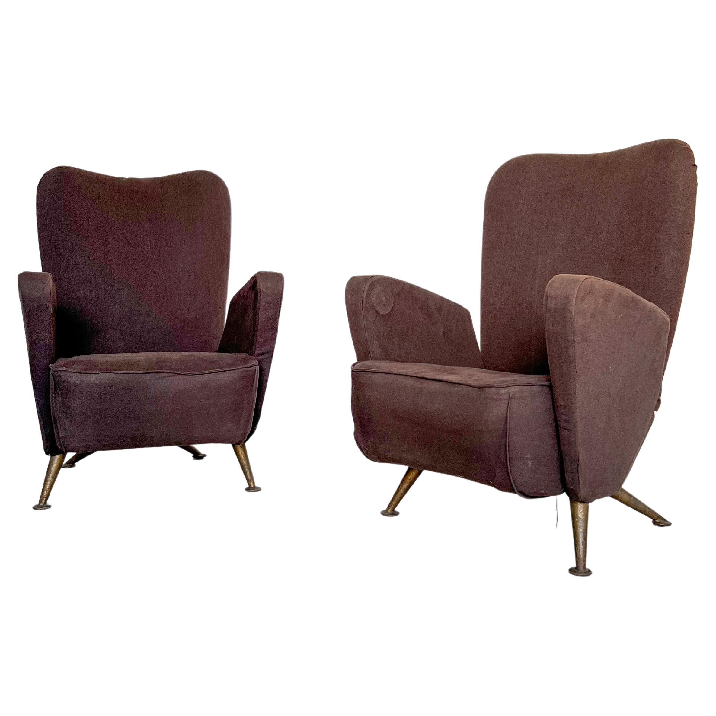 Set of Two Armchairs by Gio Ponti and Giulio Minoletti for the Settebello Train For Sale