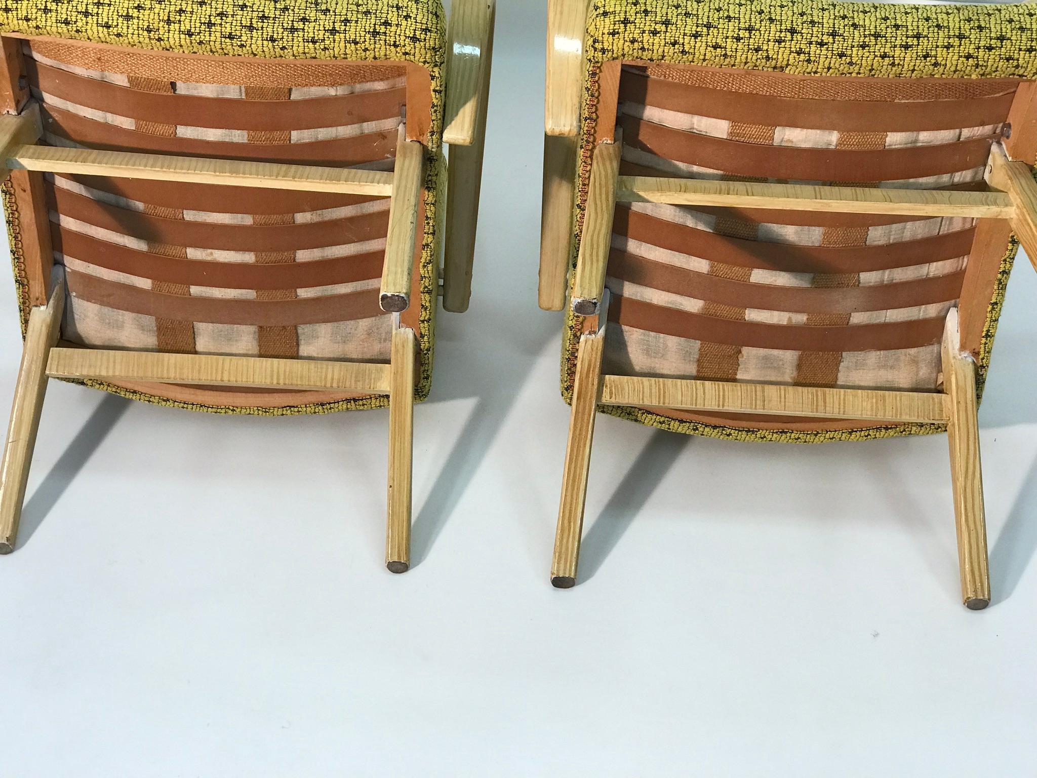 Wood Set of Two Armchairs by J. Halabala, 