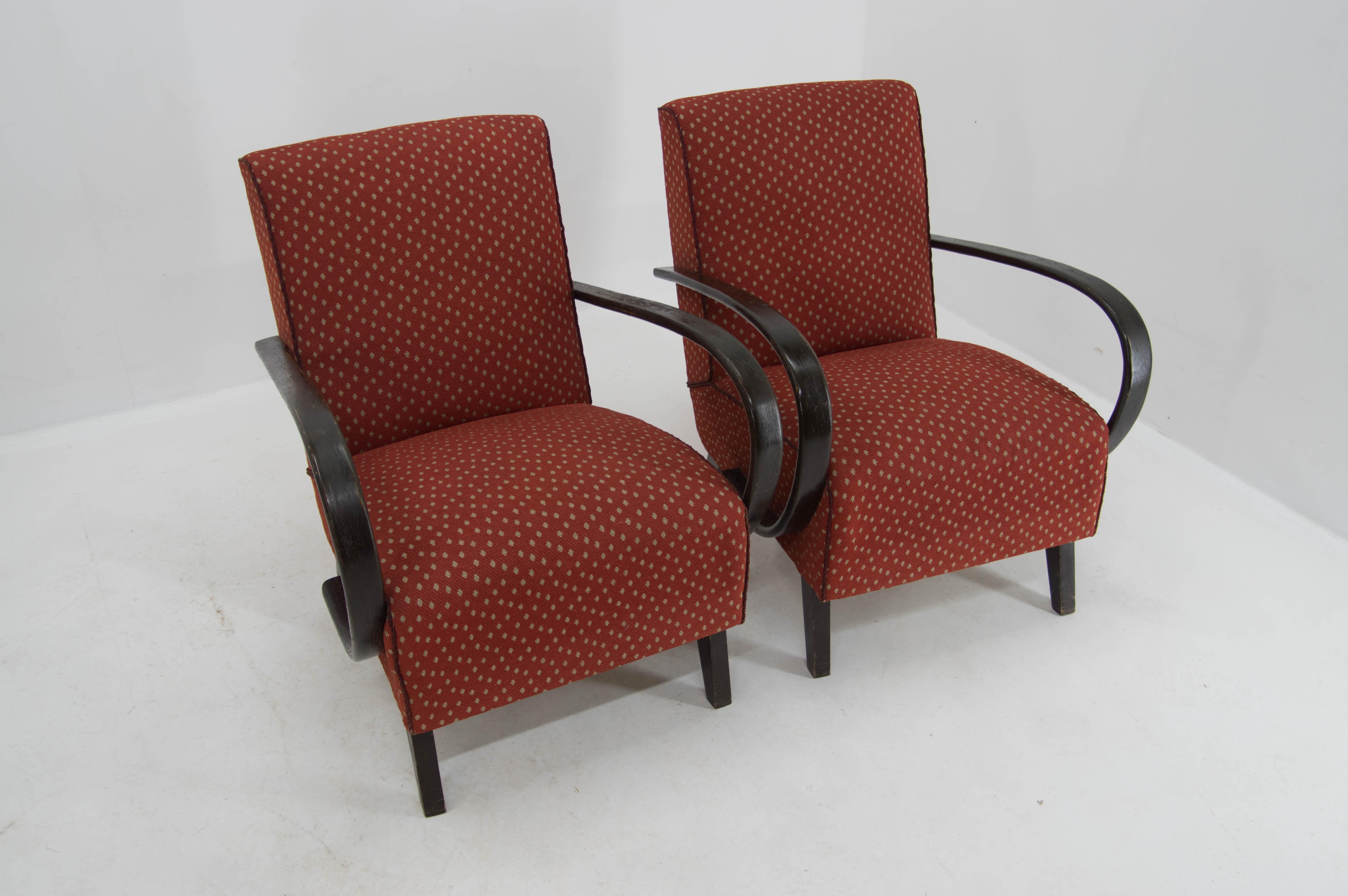 Set of Two Armchairs by Jindrich Halabala, 1940s 4