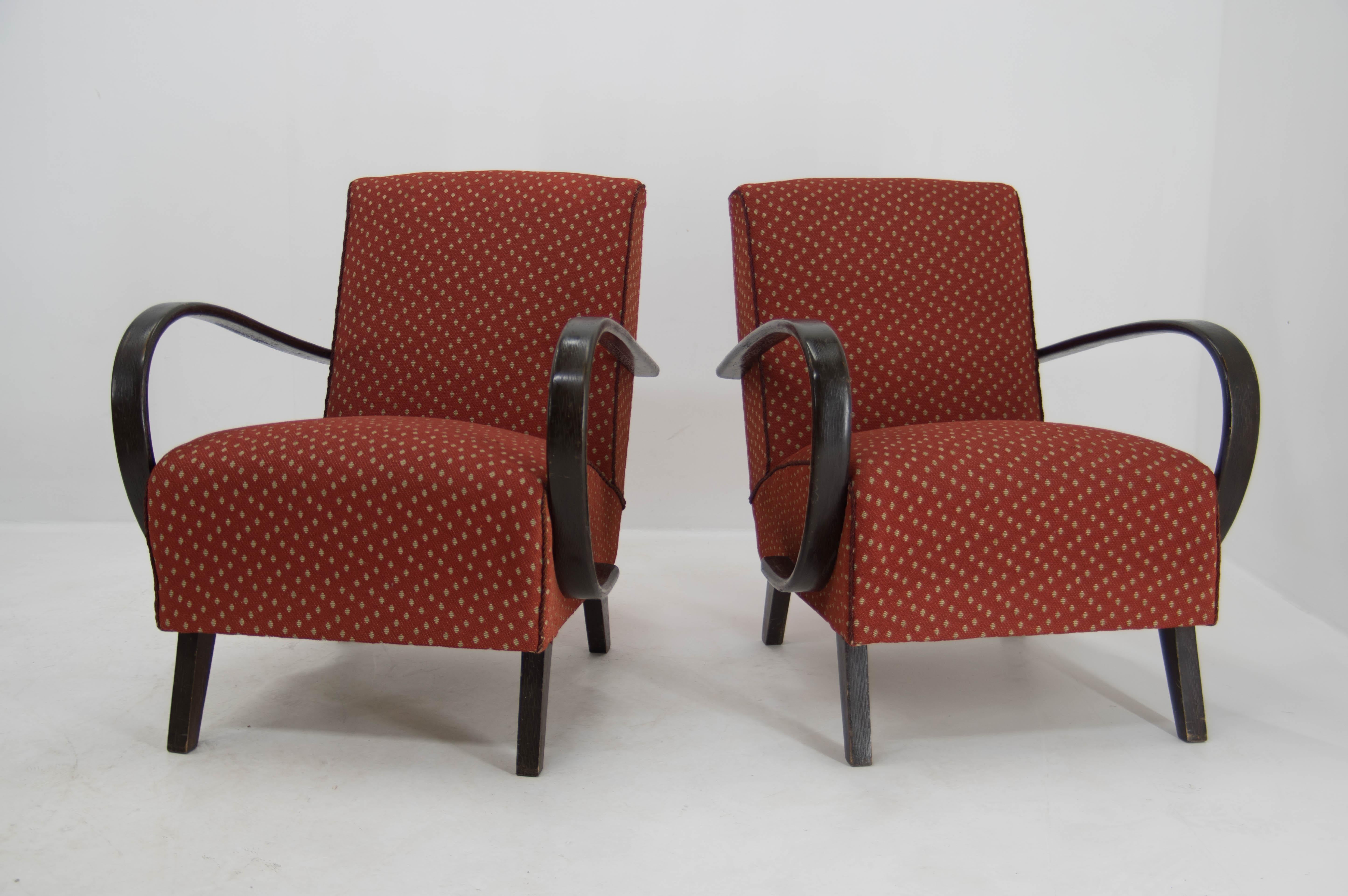 Art Deco Set of Two Armchairs by Jindrich Halabala, 1940s