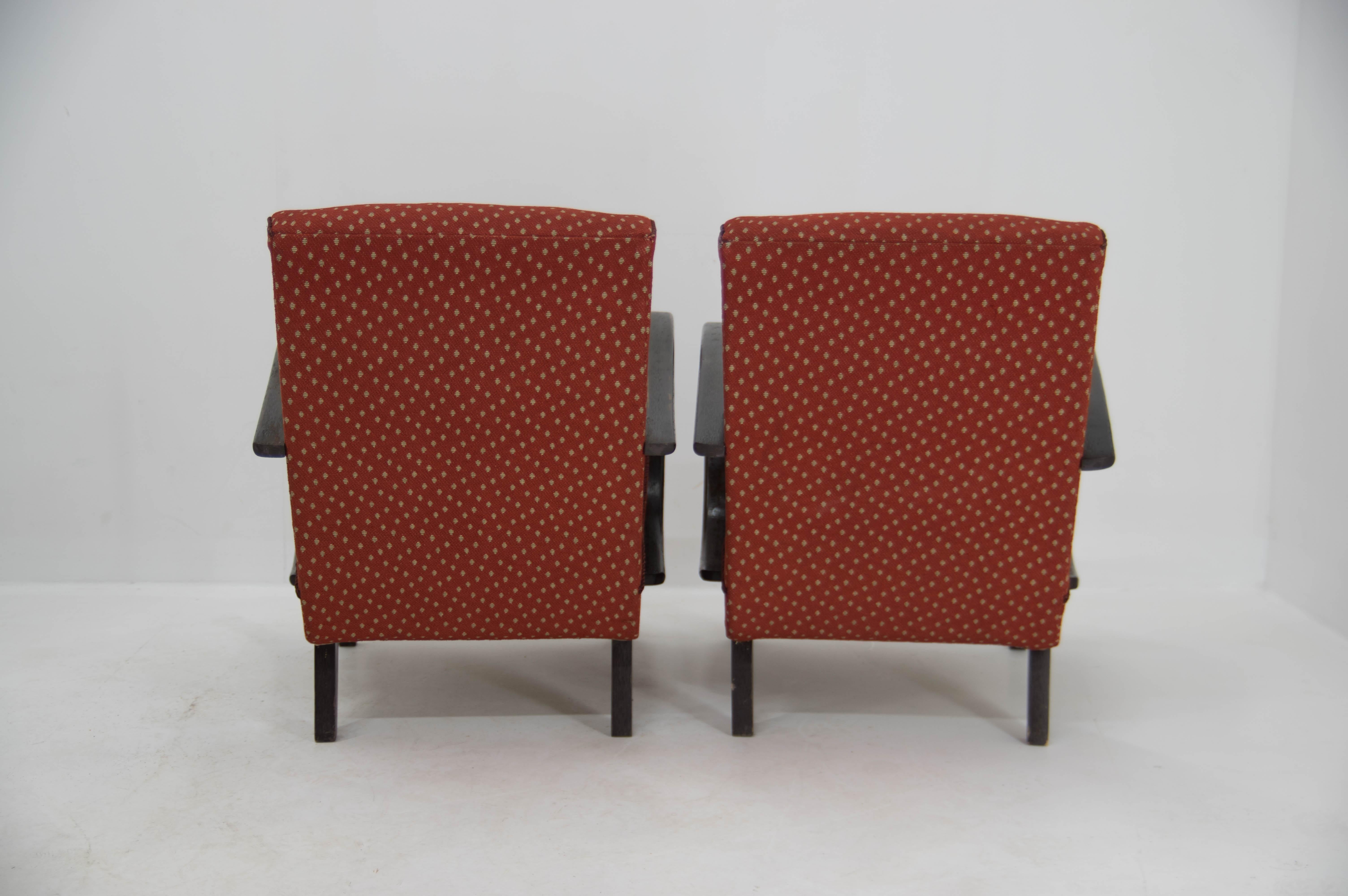 Czech Set of Two Armchairs by Jindrich Halabala, 1940s