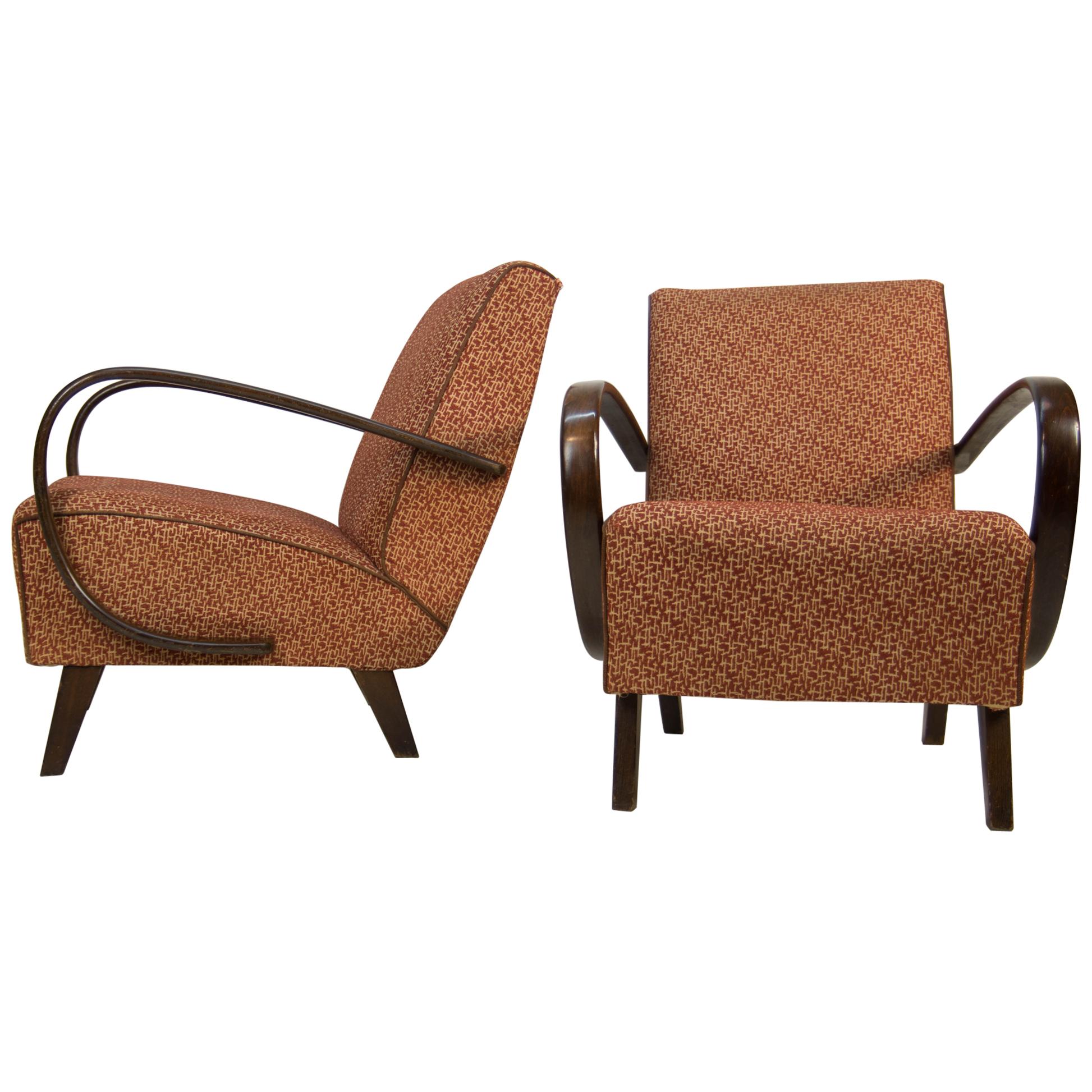 Set of Two Armchairs by Jindrich Halabala, 1940s