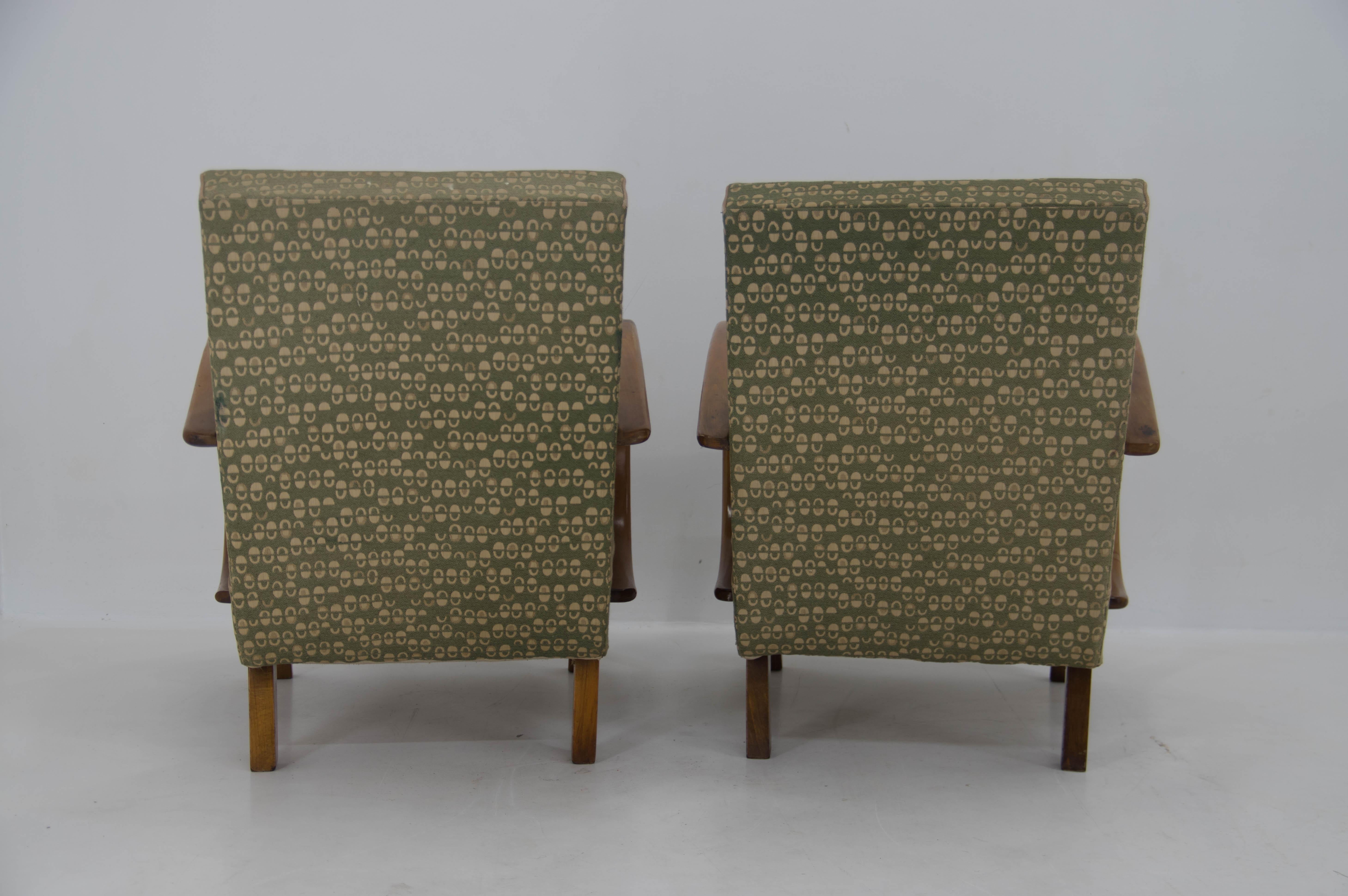 Art Deco Set of Two Armchairs by Jindrich Halabala, 1950s