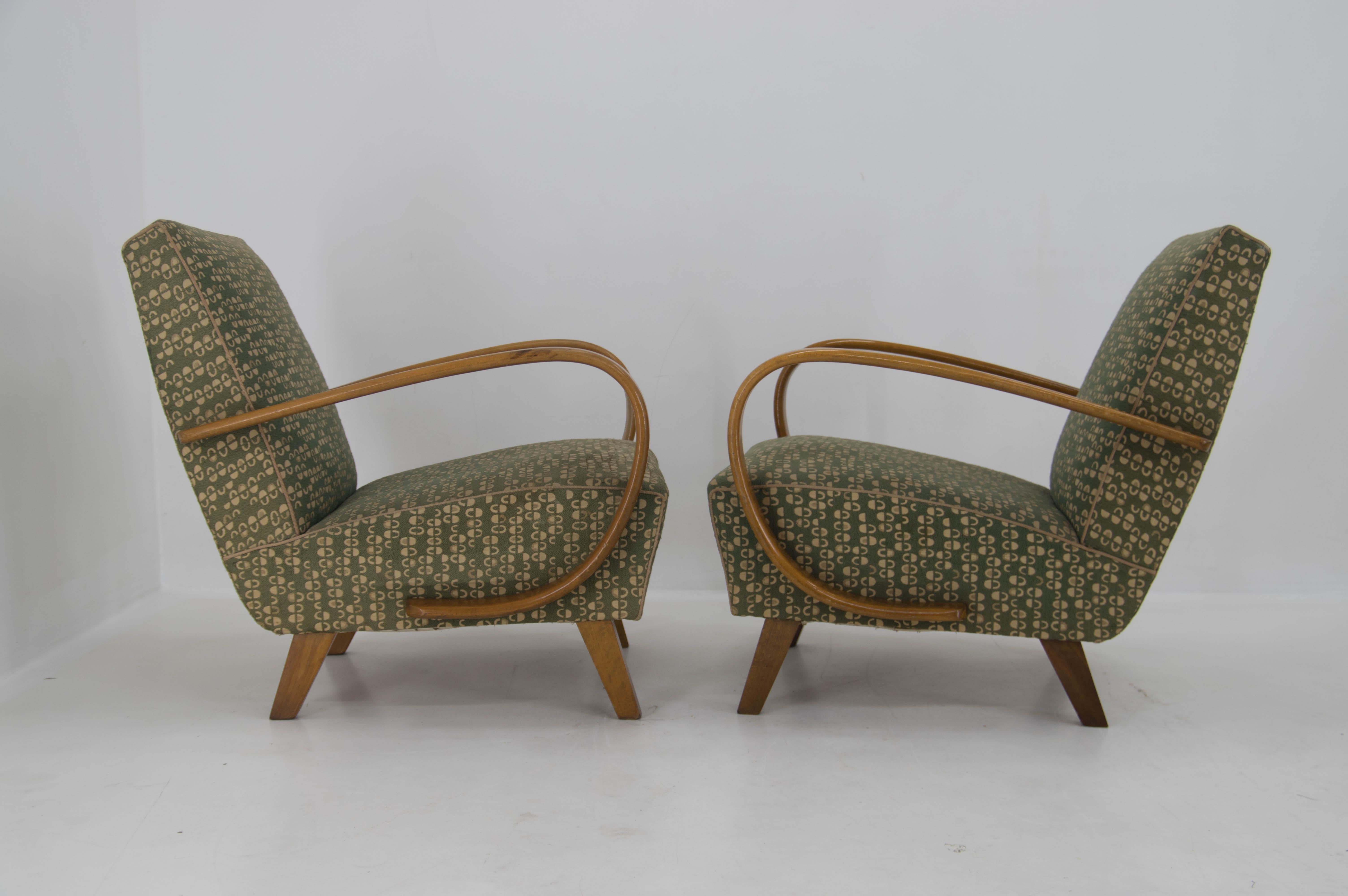 Czech Set of Two Armchairs by Jindrich Halabala, 1950s